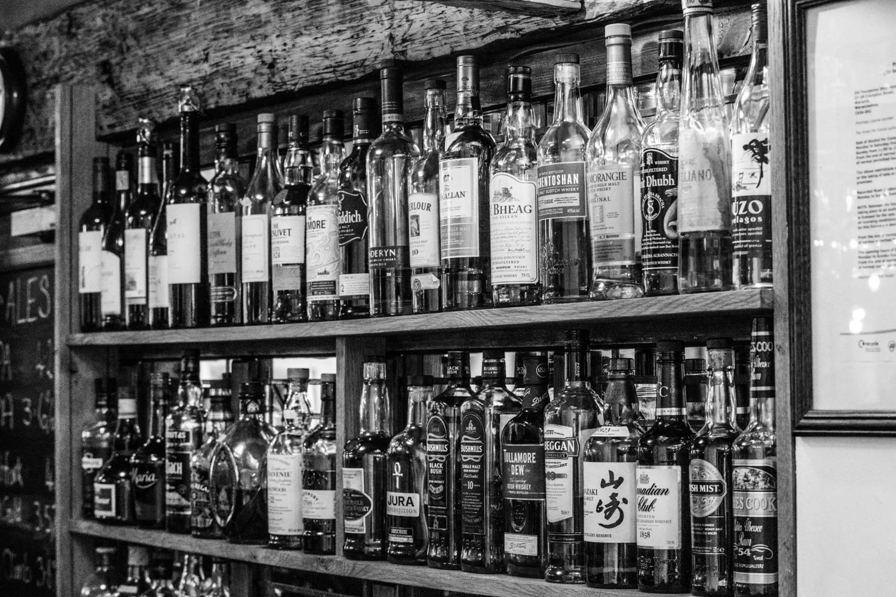 Alcoholic drinks in The Old Fourpenny Hotel