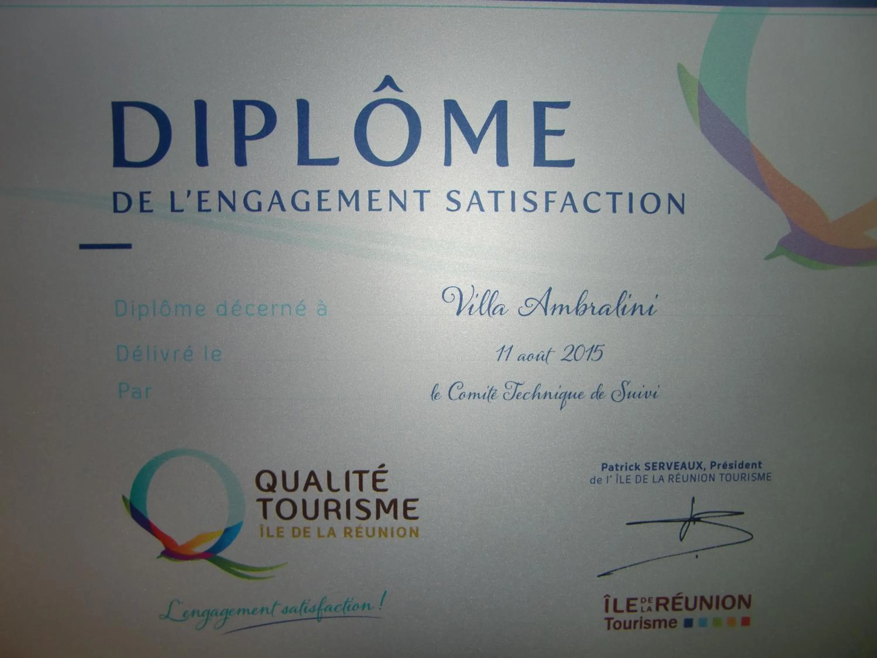 Certificate/Award in Villa Ambralini