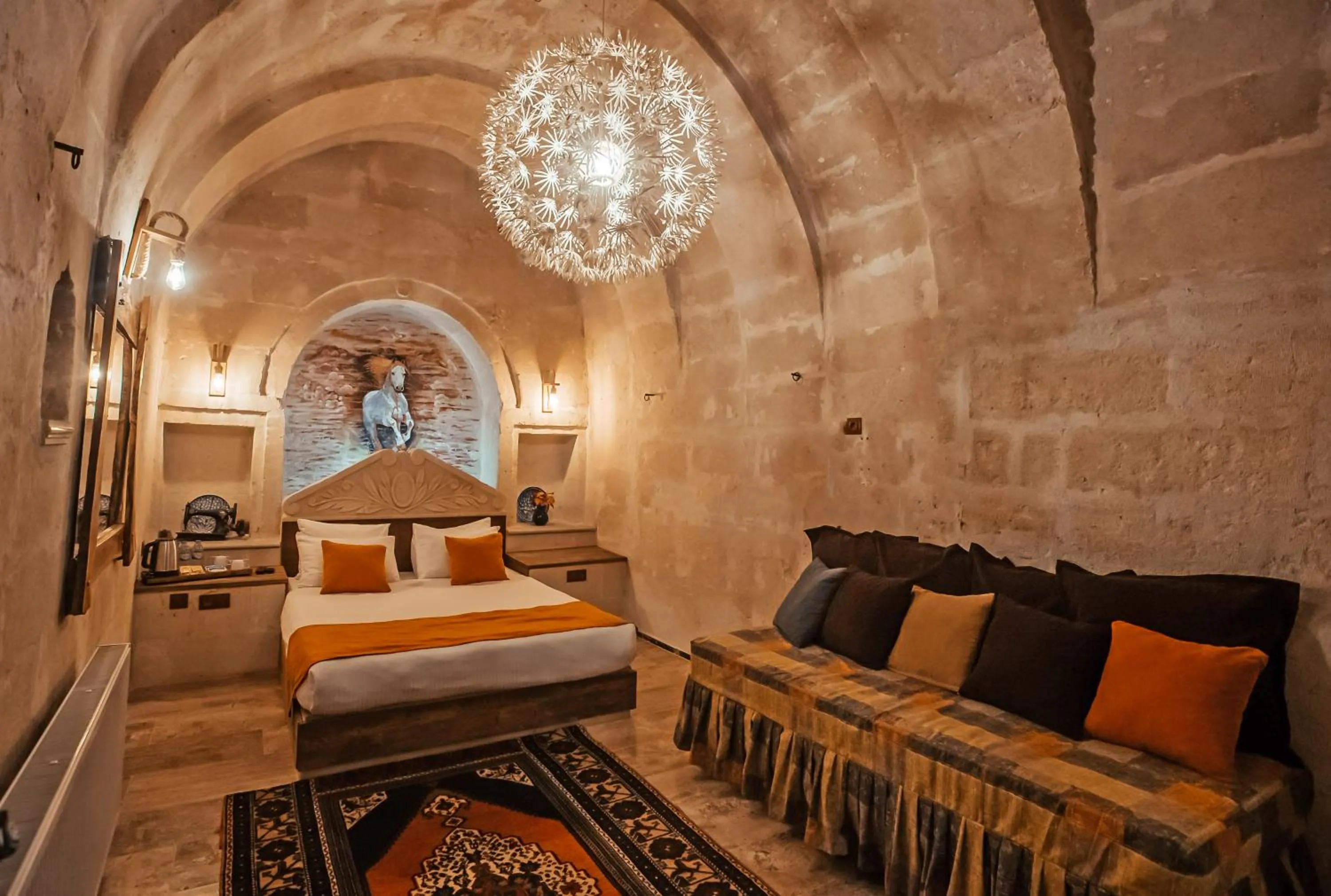 Living room in Larissa Cave Hotel