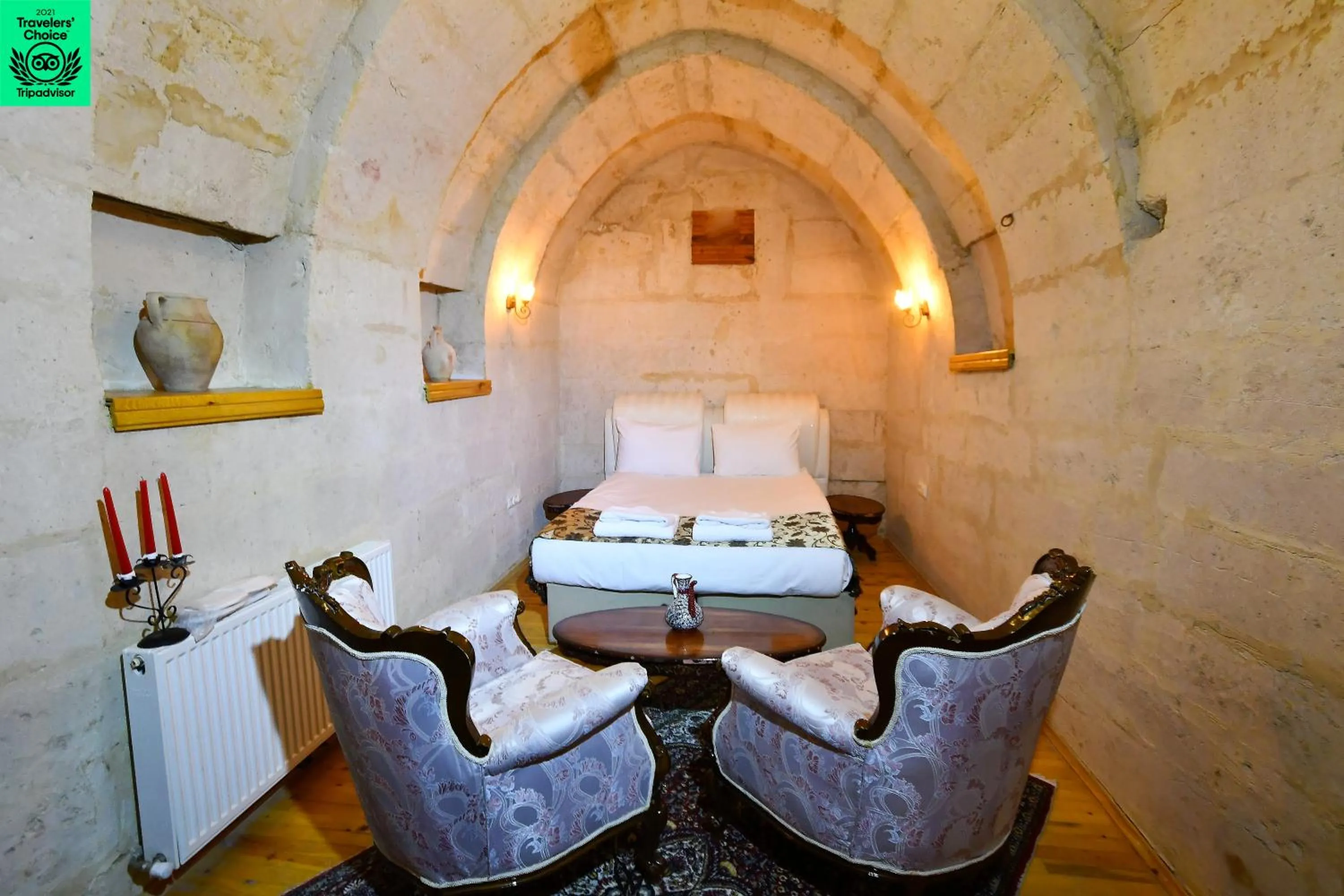 Bed in Larissa Cave Hotel