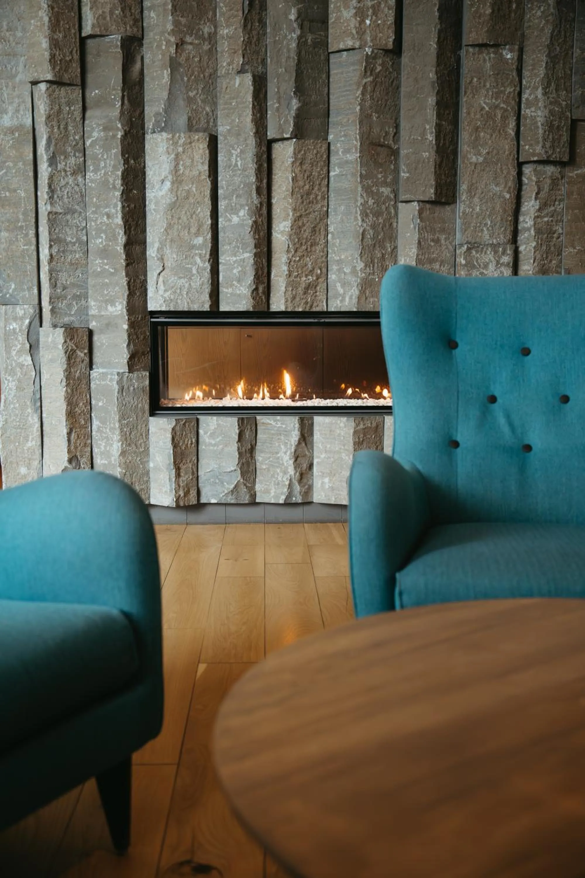 fireplace in Hotel Vík í Mýrdal