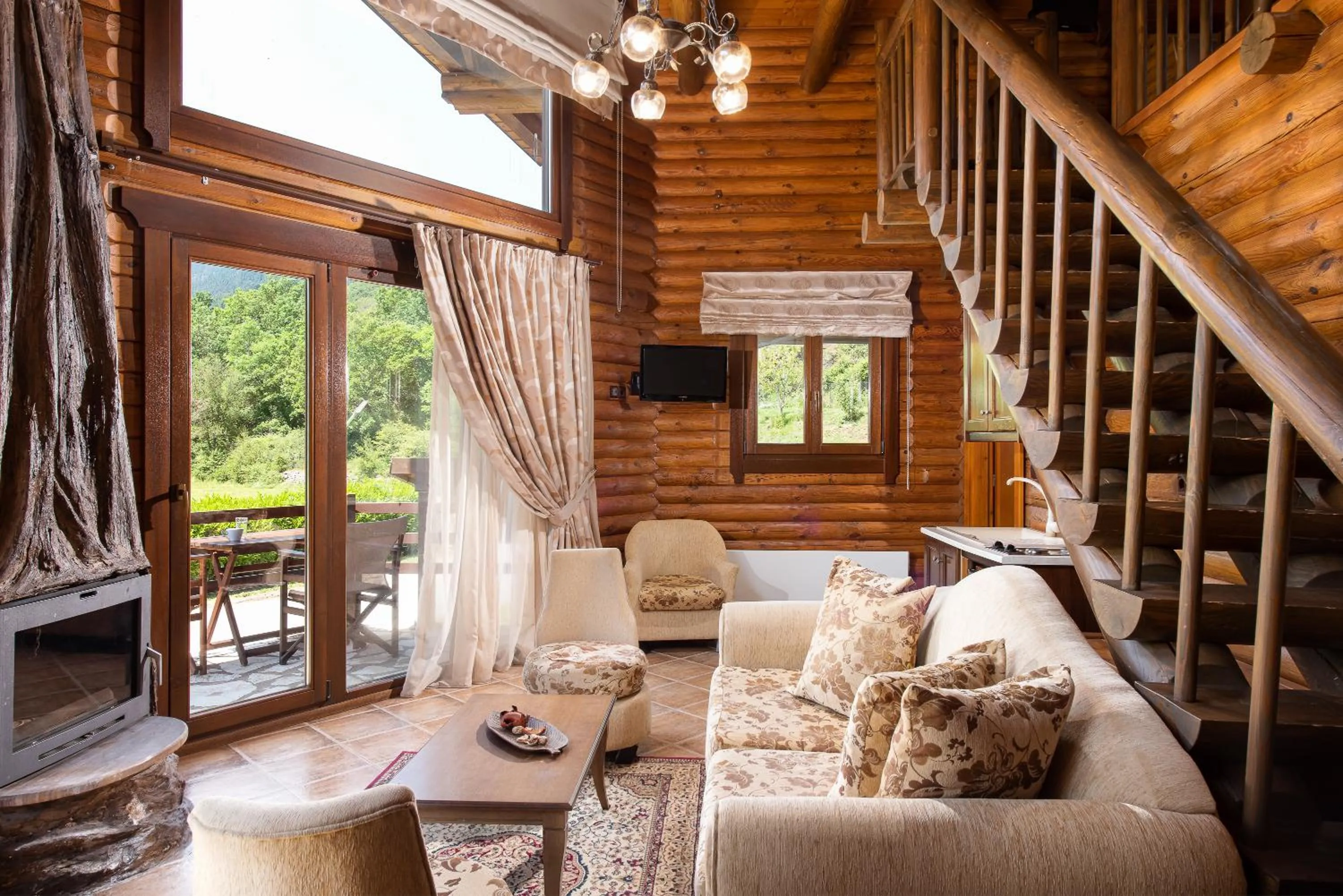 Seating area in Natura Chalets