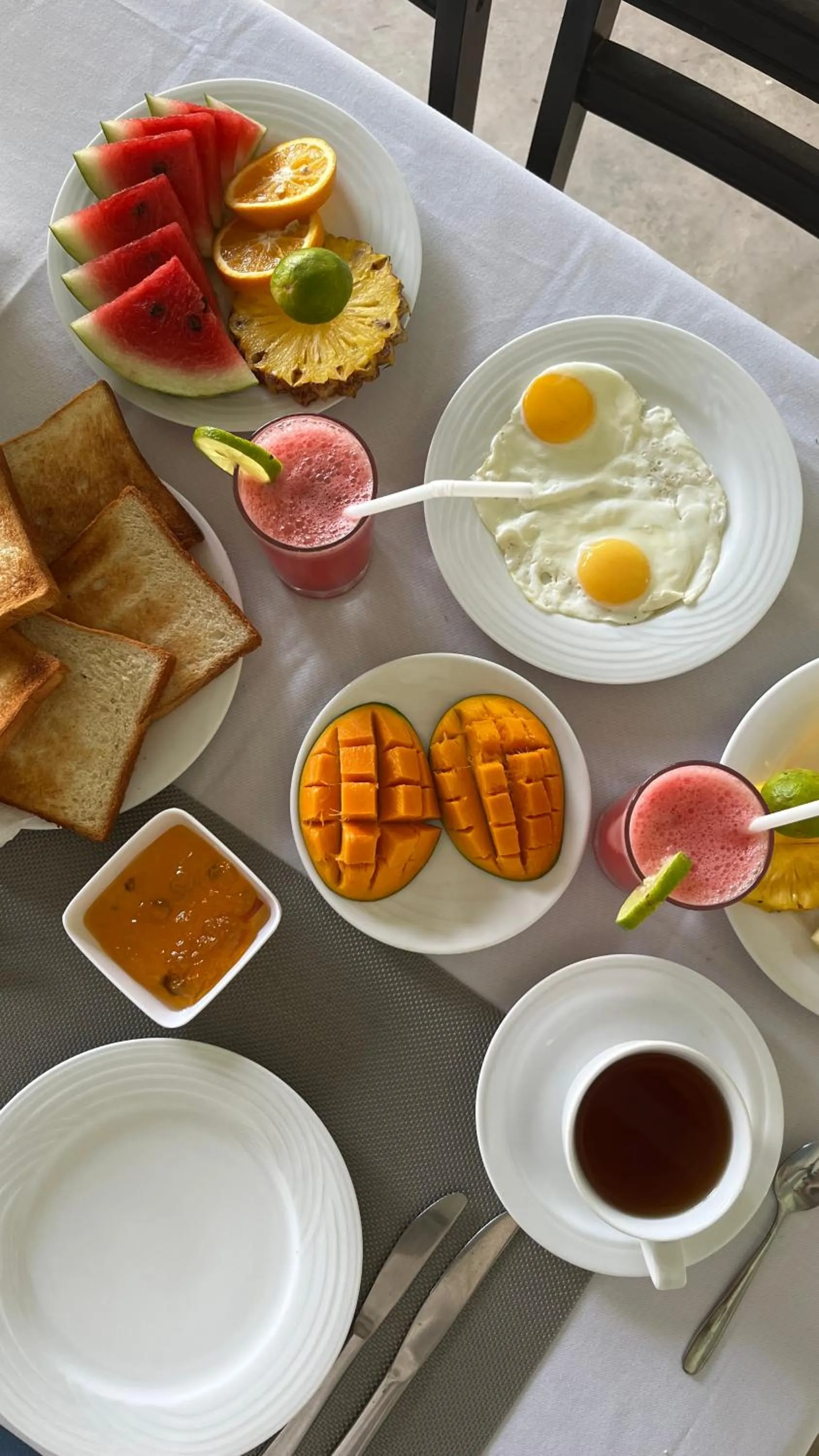 Continental breakfast in Ocean View tourist guest house at Negombo beach near the airport