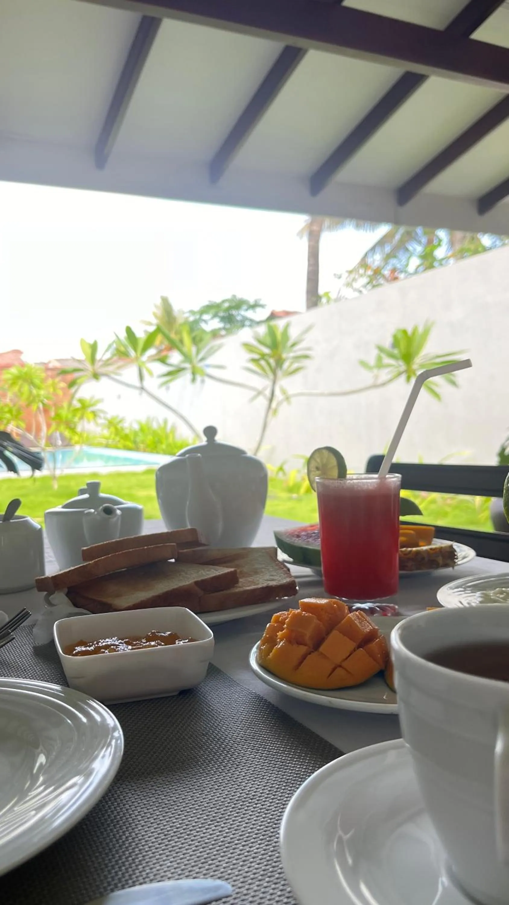 Continental breakfast in Ocean View tourist guest house at Negombo beach near the airport