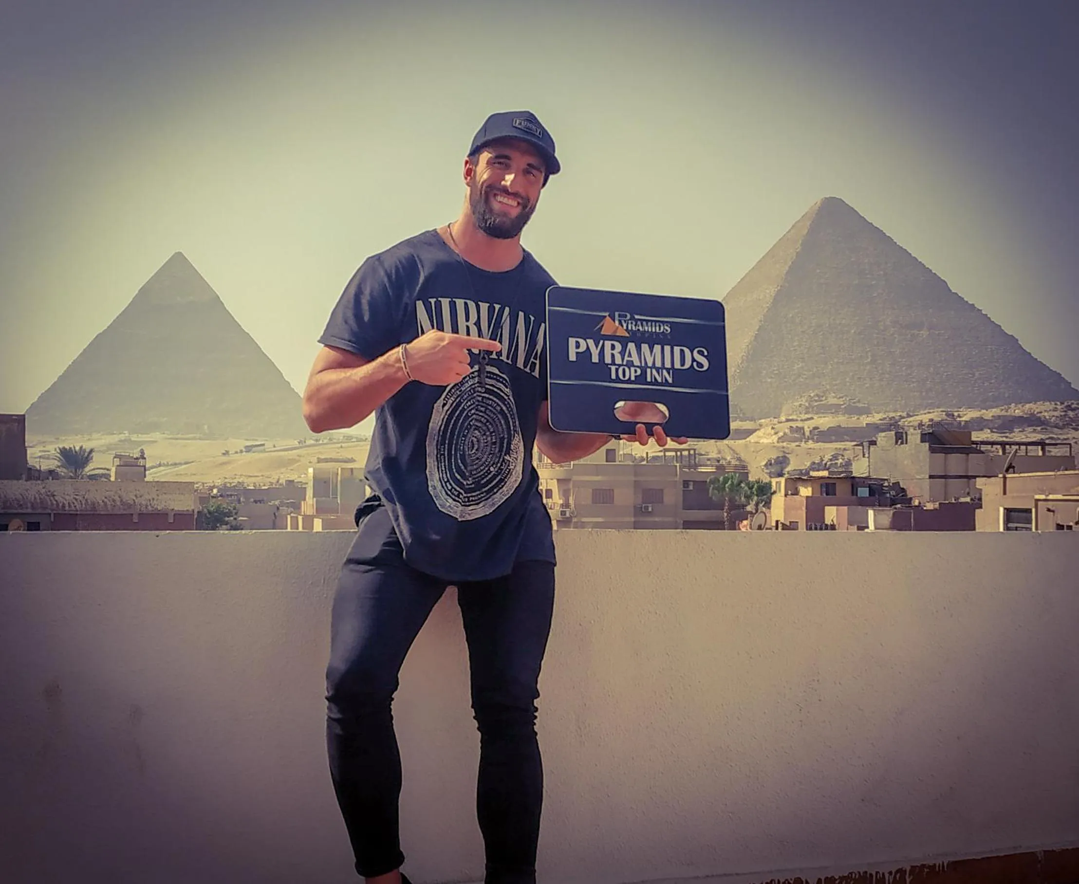 People in Pyramids Top Inn