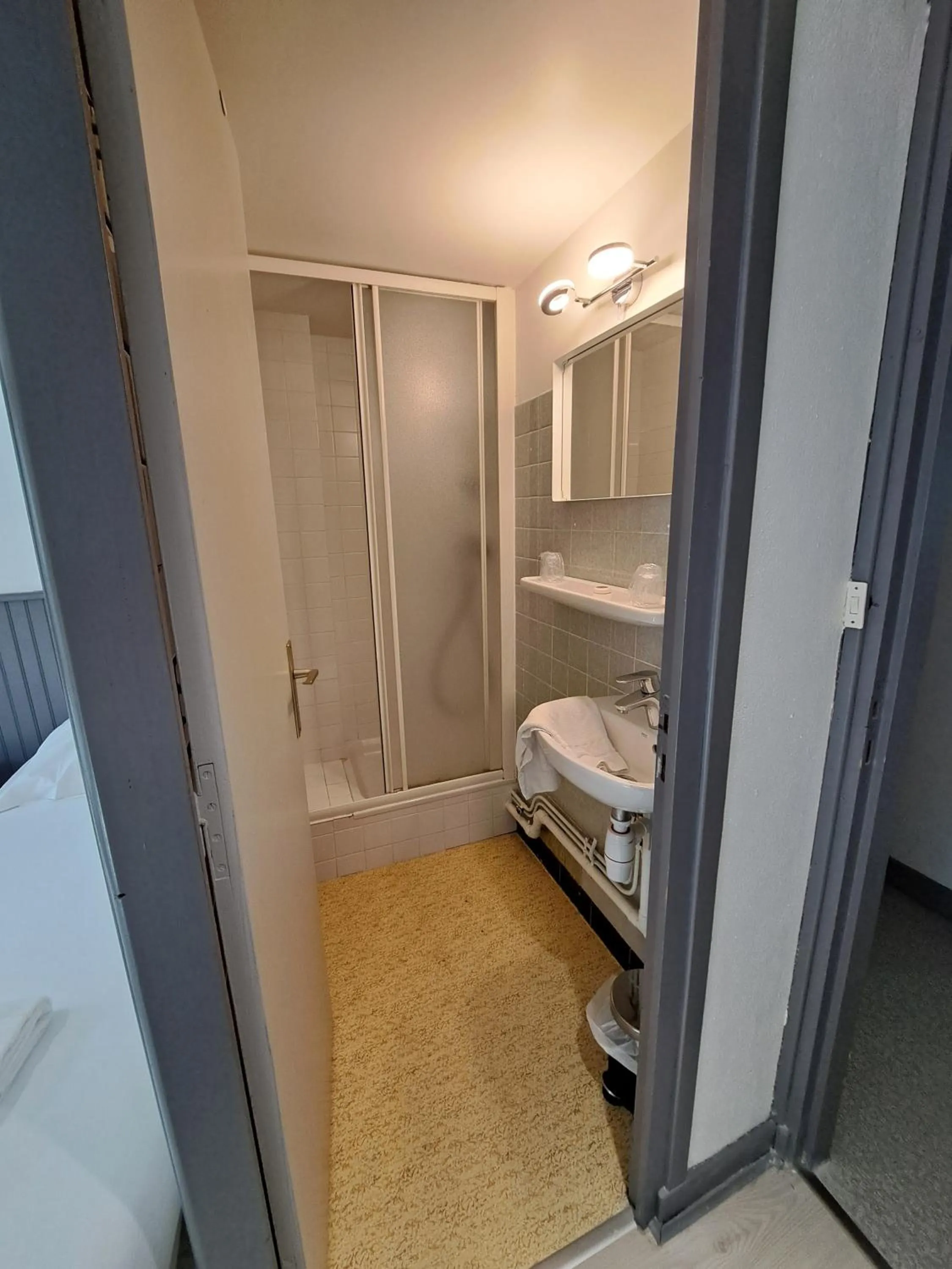 Shower in Hôtel Les Mouflons