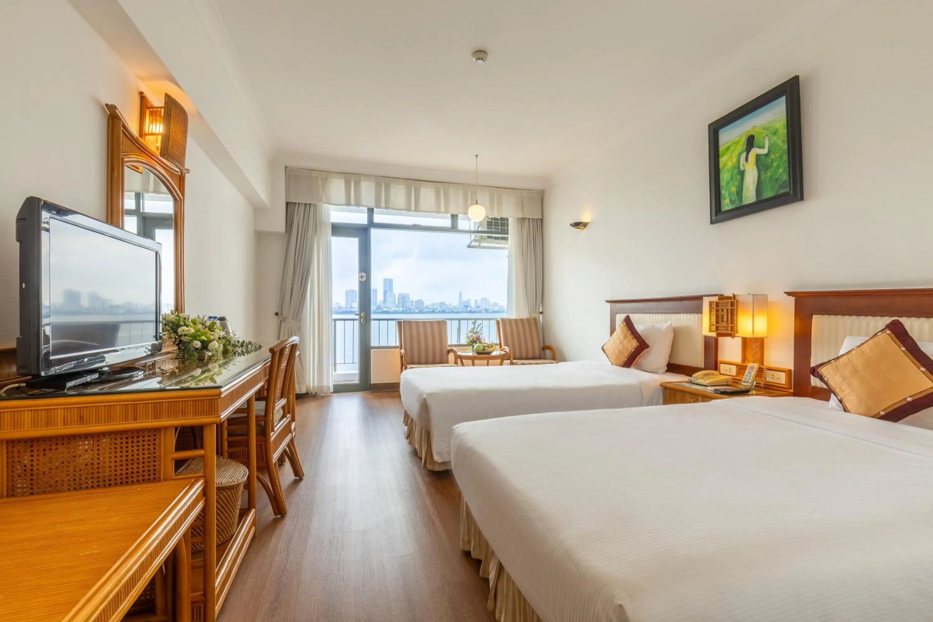 View (from property/room), Bed in Thang Loi Hotel Hanoi