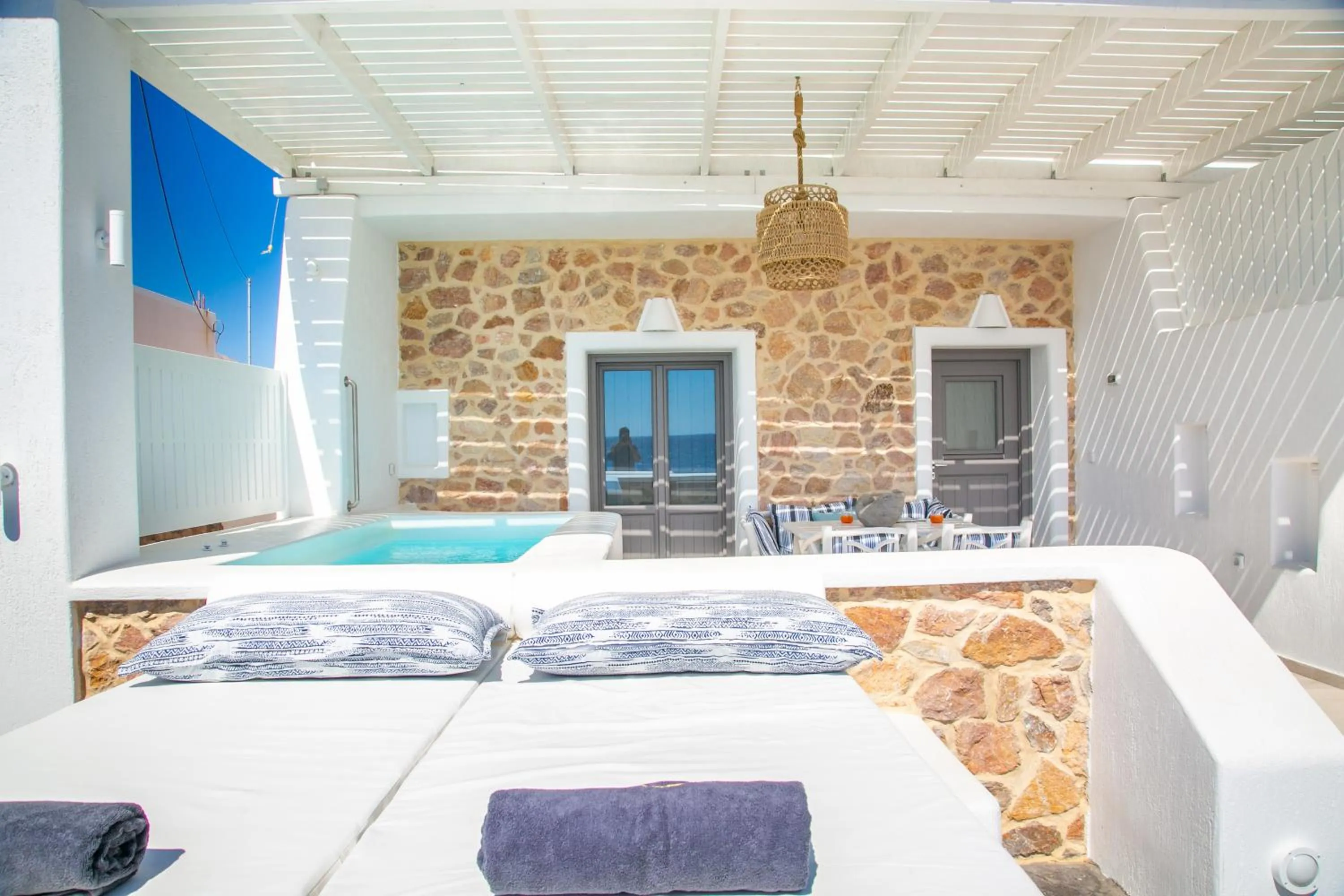 Balcony/Terrace, Bed in Aegean Melody Suites & Villas