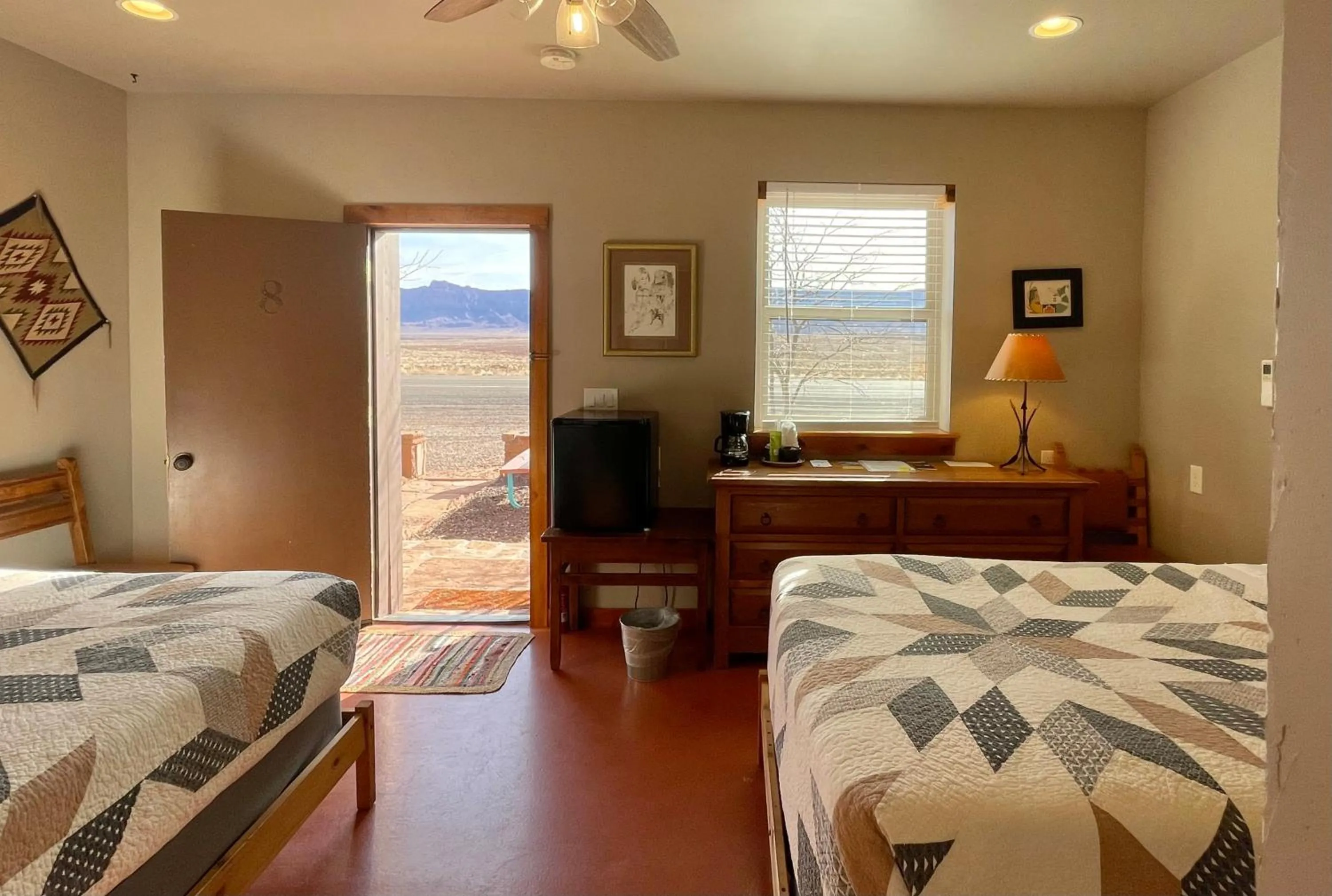 View (from property/room), Bed in Lee's Ferry Lodge at Vermilion Cliffs