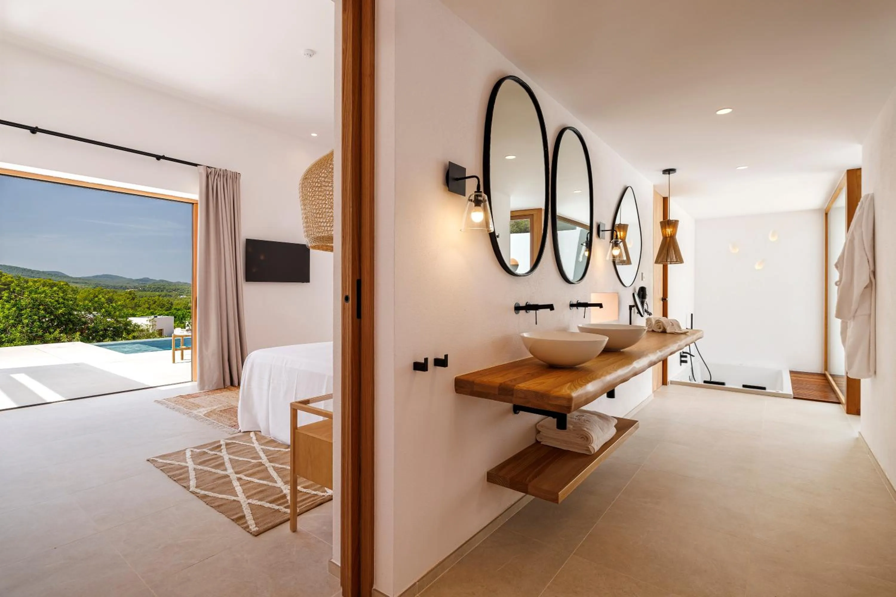 Bathroom, Bed in Can Lluc Boutique Country Hotel & Villas, a member of Beyond Green