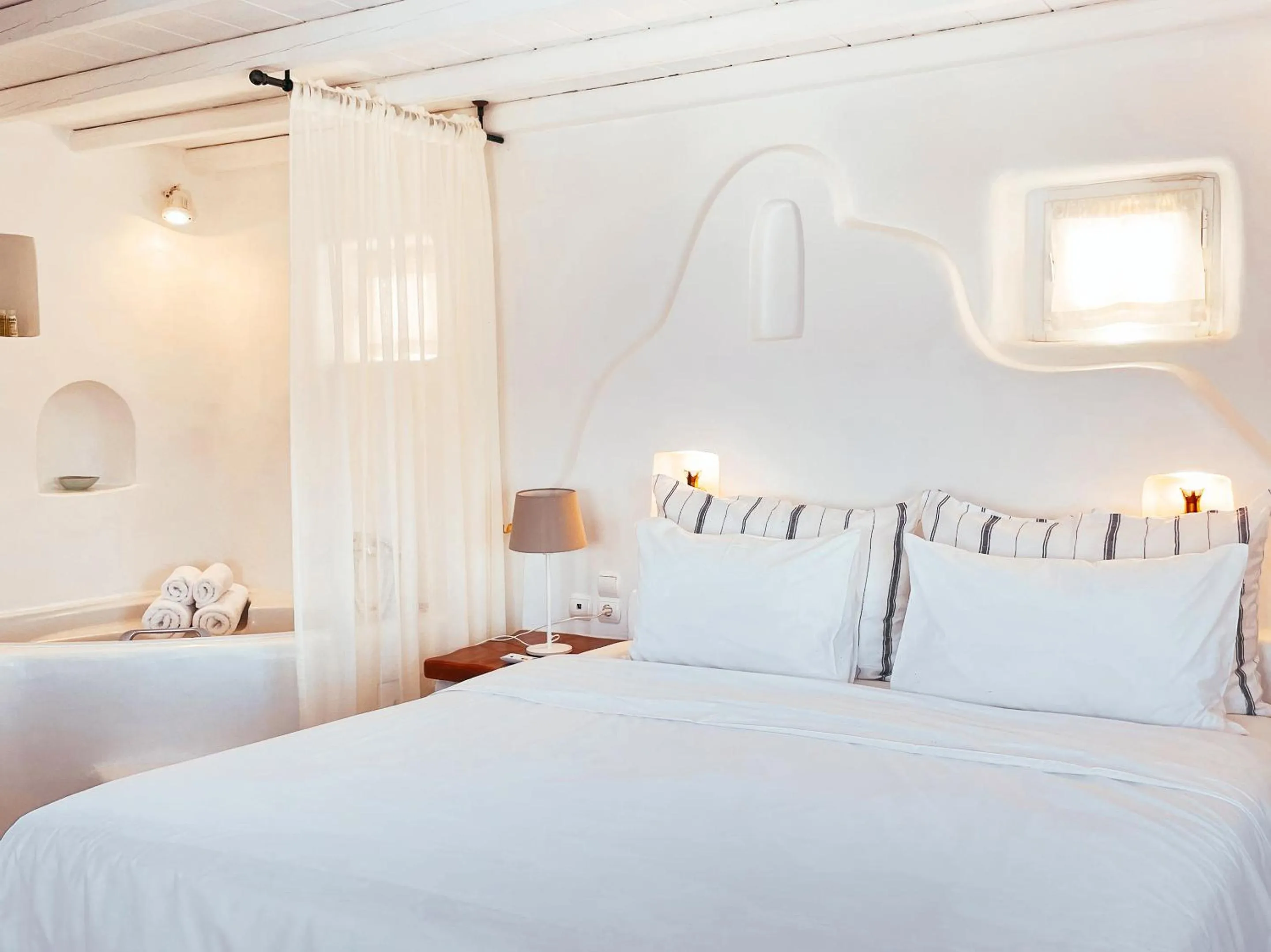 Bed in Mykonos Lolita, A Grecotel Resort to Live