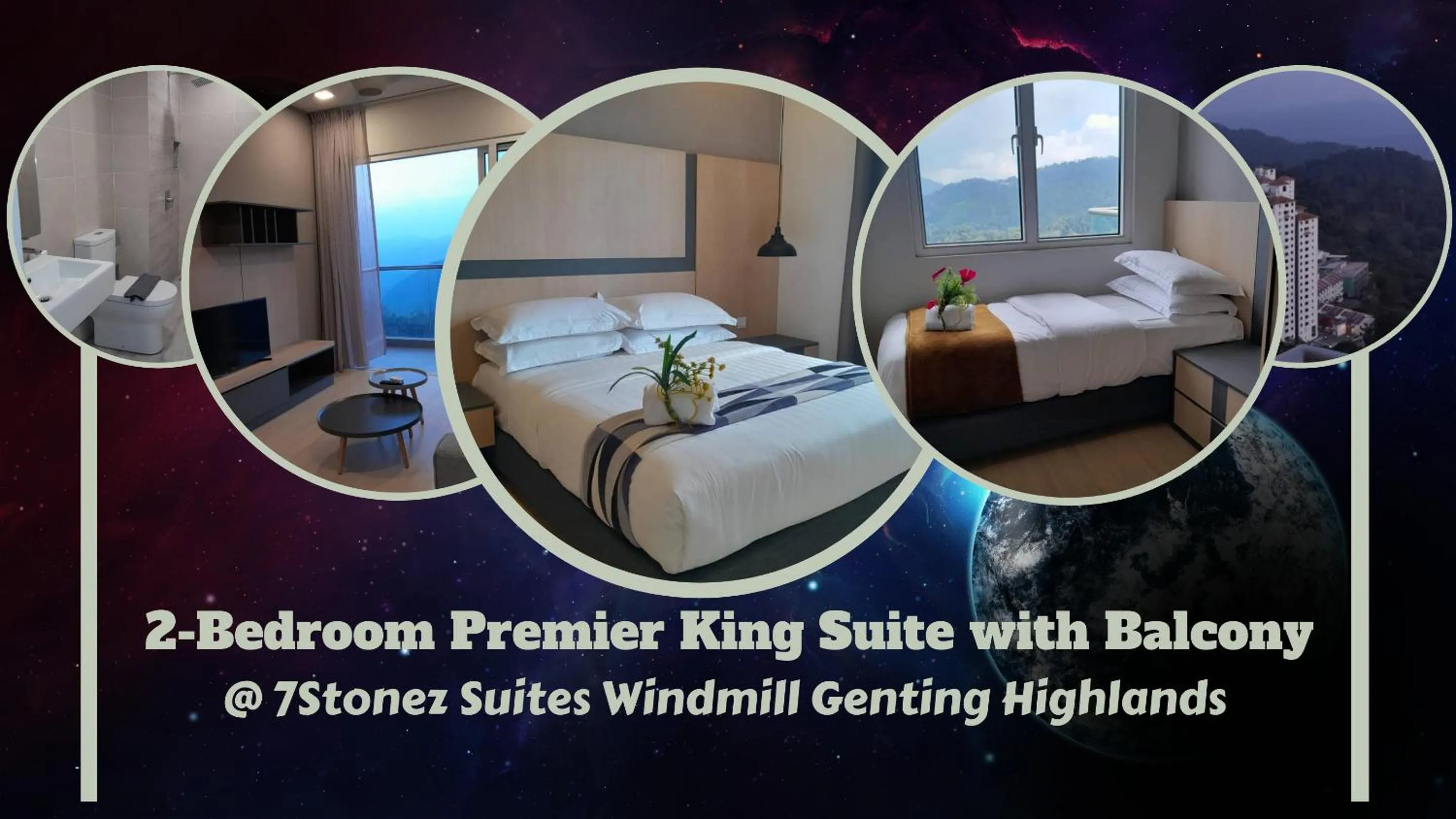Text overlay, Bed in 7Stonez Suites Windmill Genting Highlands