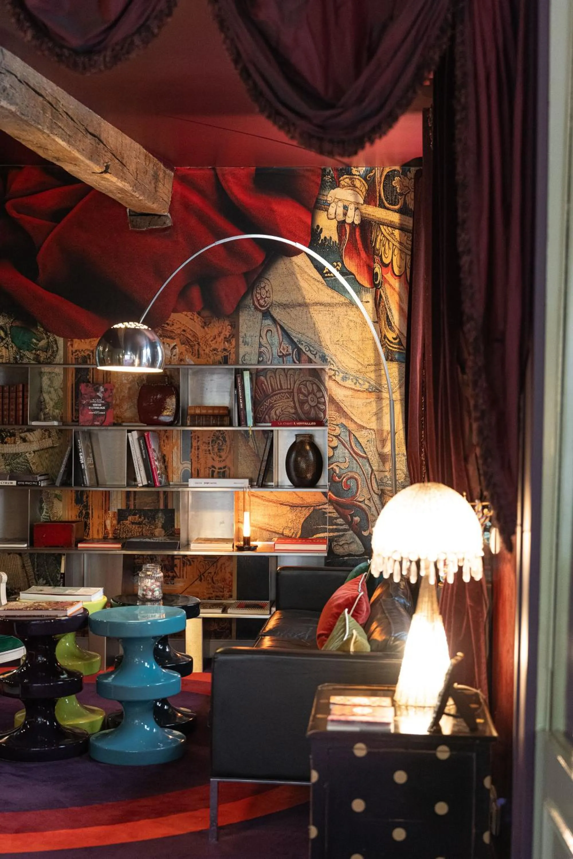 Lobby or reception in Hôtel du Petit Moulin, Haute Couture hotel by Lacroix