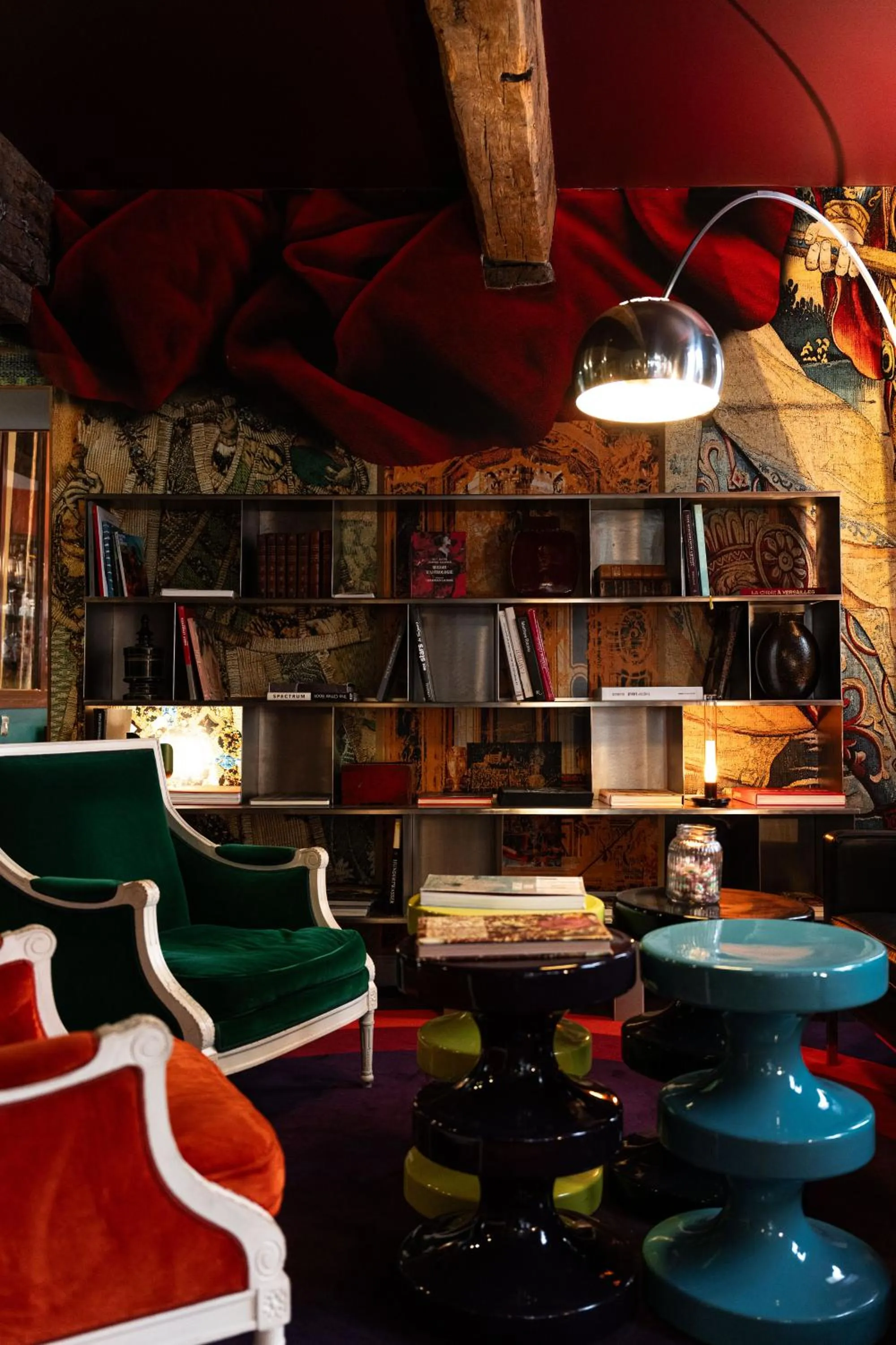 Living room in Hôtel du Petit Moulin, Haute Couture hotel by Lacroix