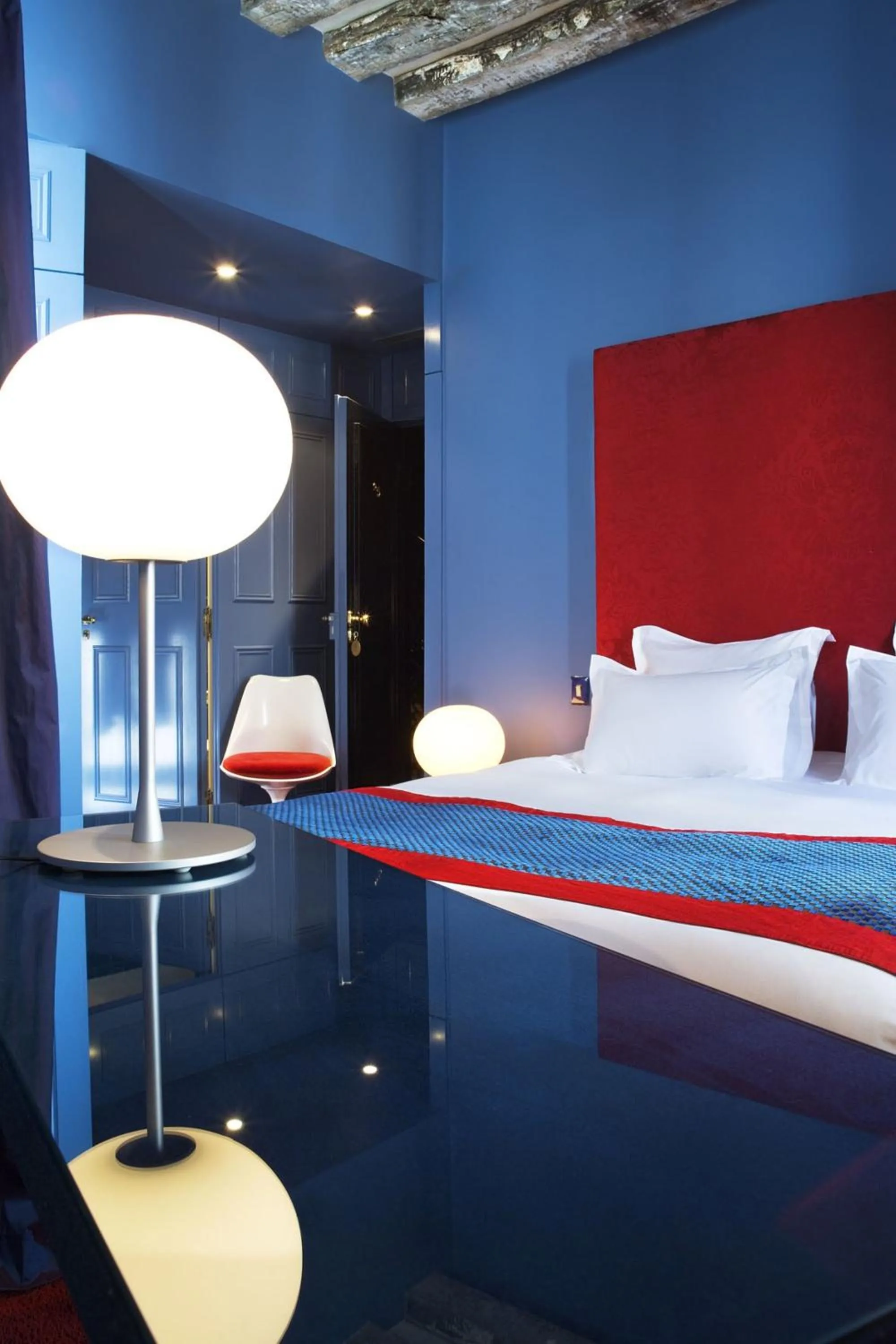 Bedroom, Bed in Hôtel du Petit Moulin, Haute Couture hotel by Lacroix