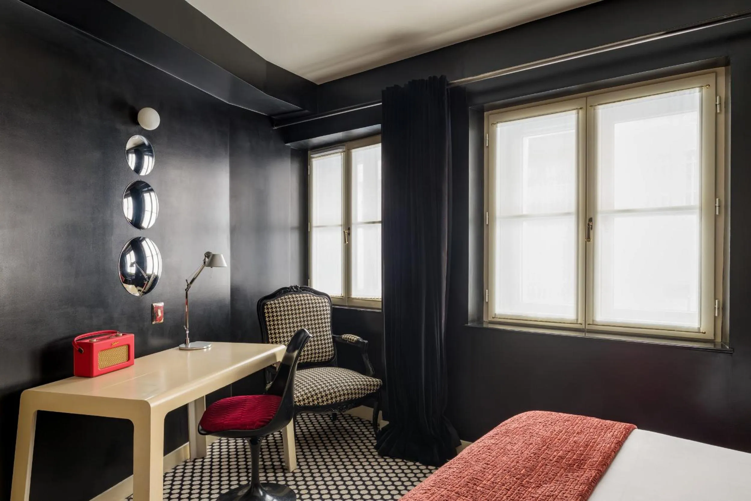 Bedroom, Bed in Hôtel du Petit Moulin, Haute Couture hotel by Lacroix