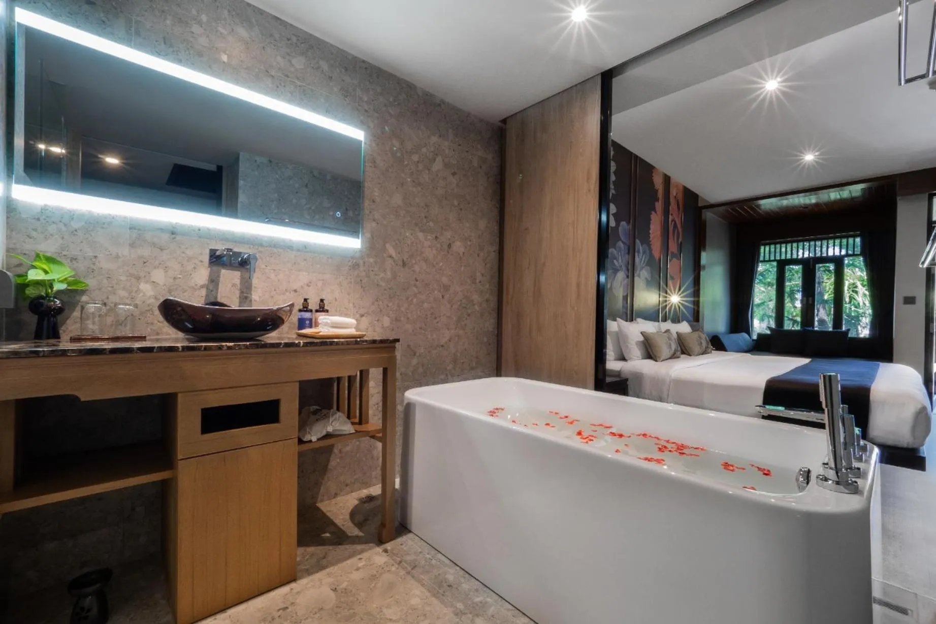 Bathroom, Bed in La Flora Khao Lak - SHA Extra Plus