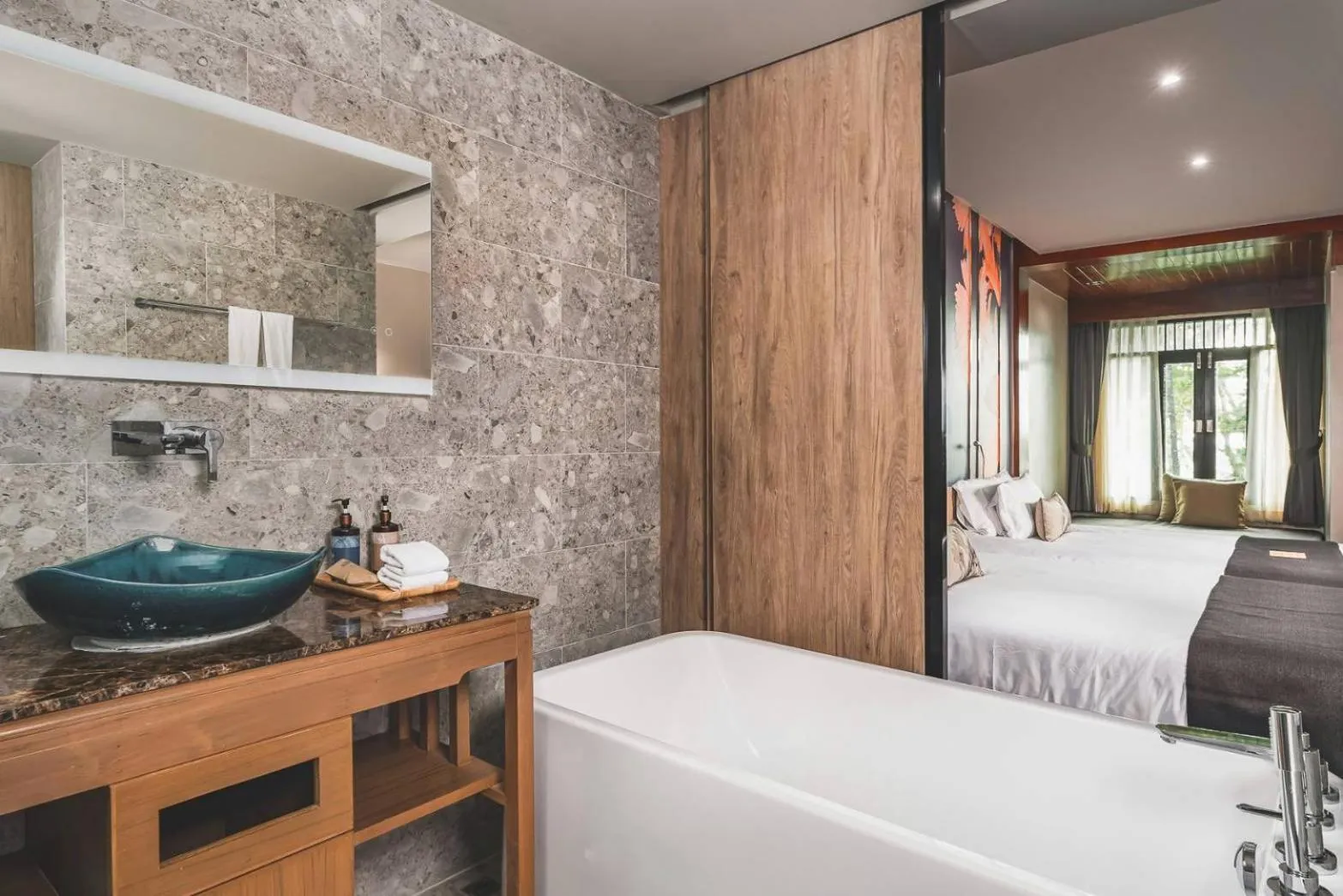 Bathroom, Bed in La Flora Khao Lak - SHA Extra Plus