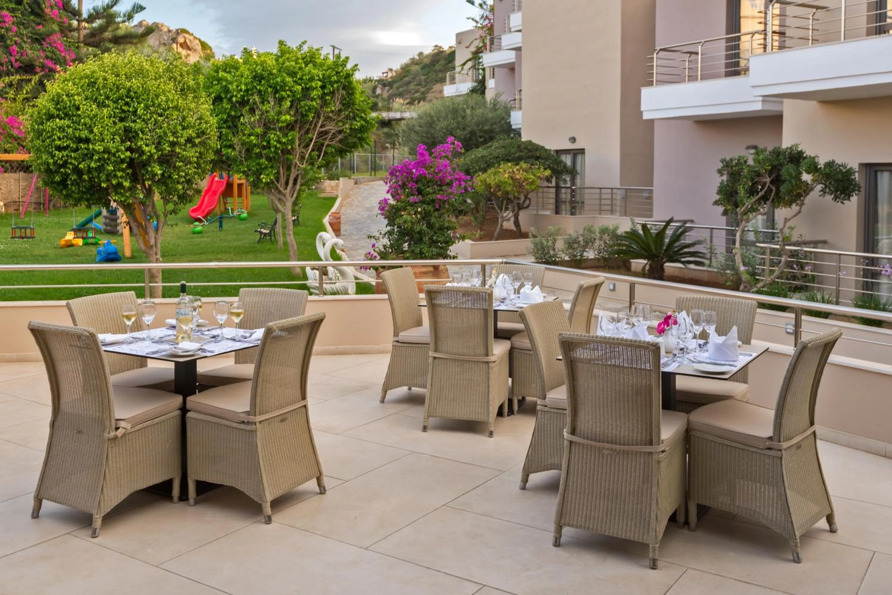 Patio in Porto Platanias Village Resort