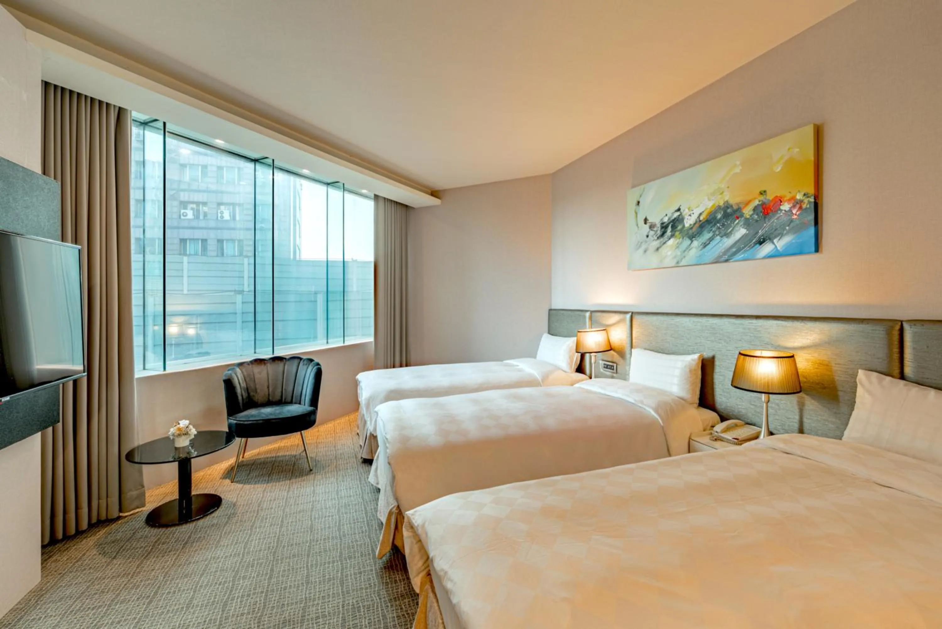 Bed in Hotel Geight Taipei