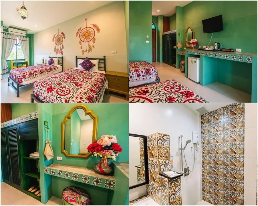 Bed in La Reina Maroc Hotel ปากช่อง เขาใหญ่