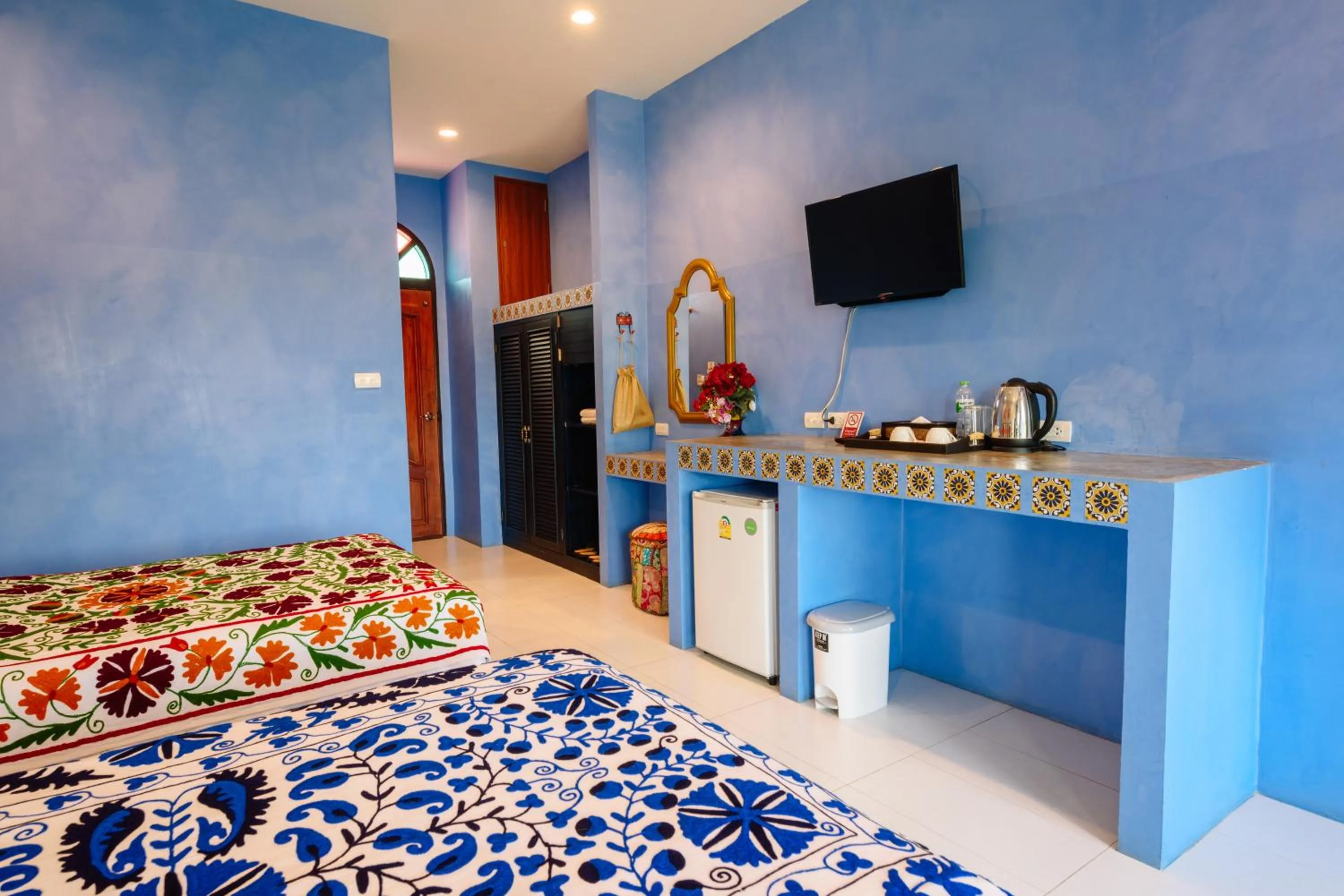 Bed in La Reina Maroc Hotel ปากช่อง เขาใหญ่