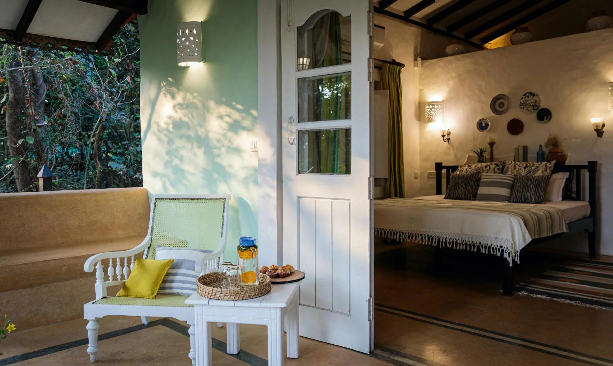 Patio, Bed in Wildflower Villas - All Villa Hotel, Family Run