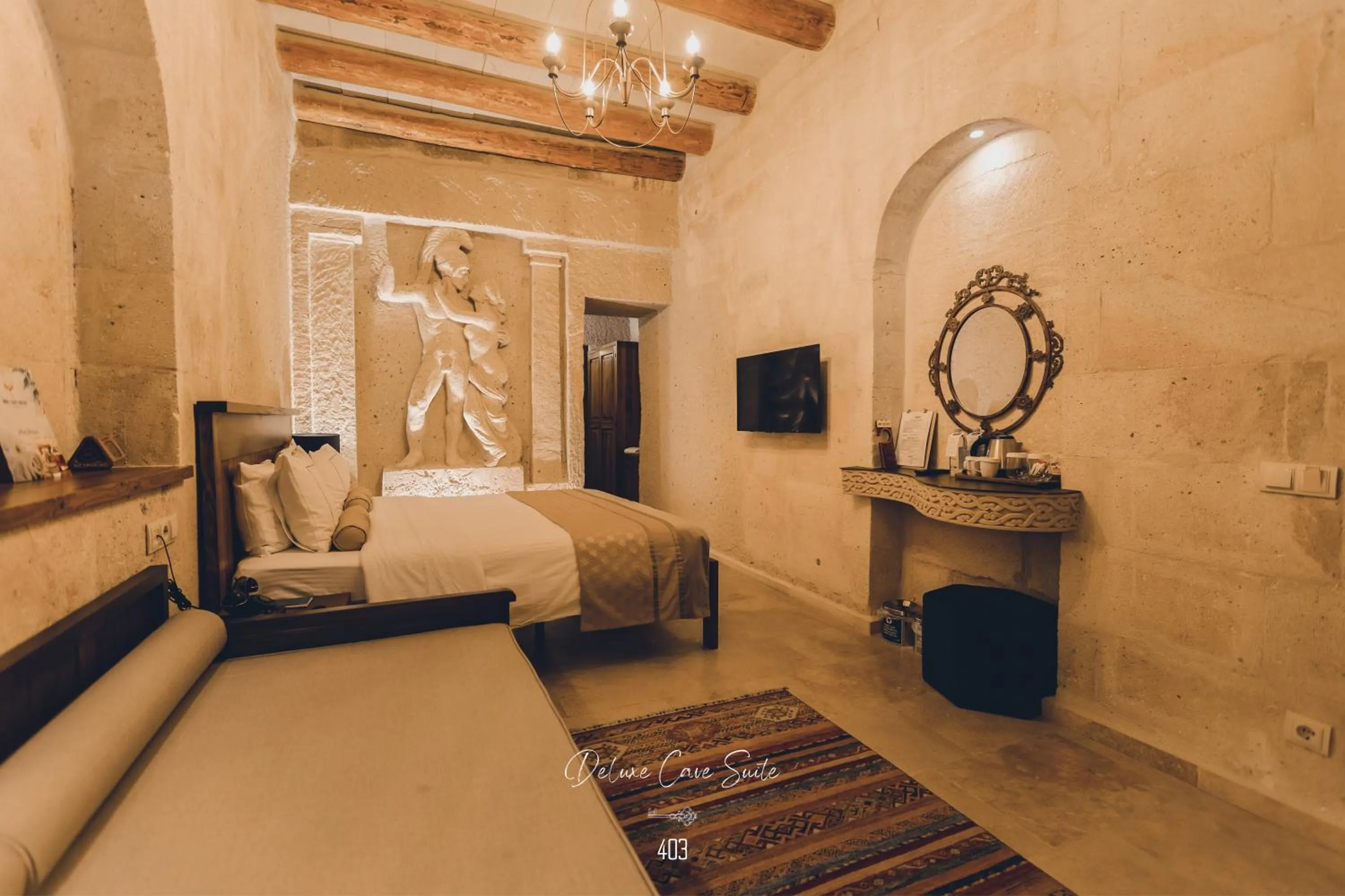 Coffee/tea facilities, Bed in Nino Cave Suites