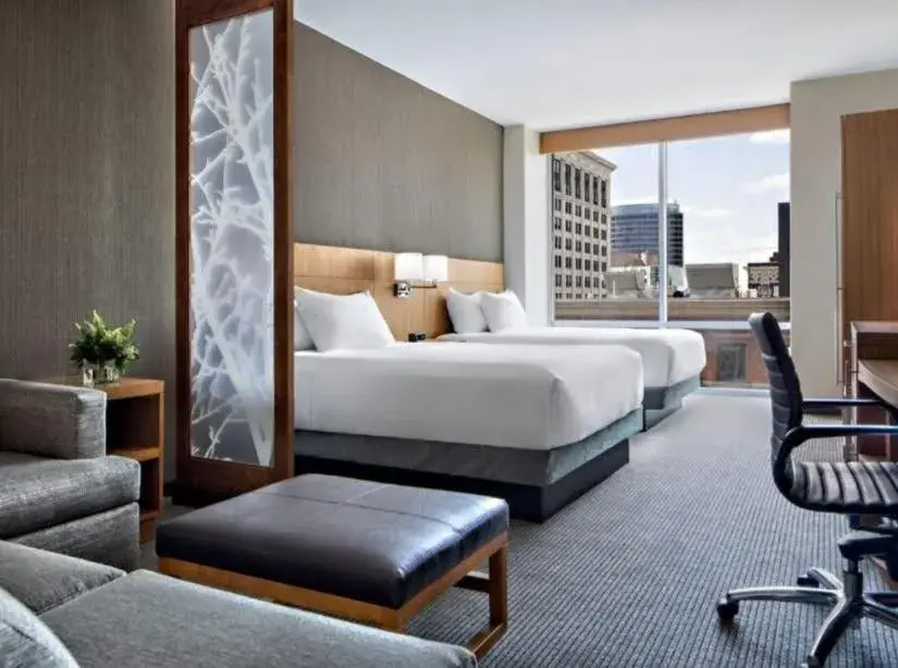 Queen Room with Two Queen Beds with Sofa Bed and City View in Hyatt Place Grand Rapids Downtown Queen Room with Two Queen Beds with Sofa Bed and City View in Hyatt Place Grand Rapids Downtown