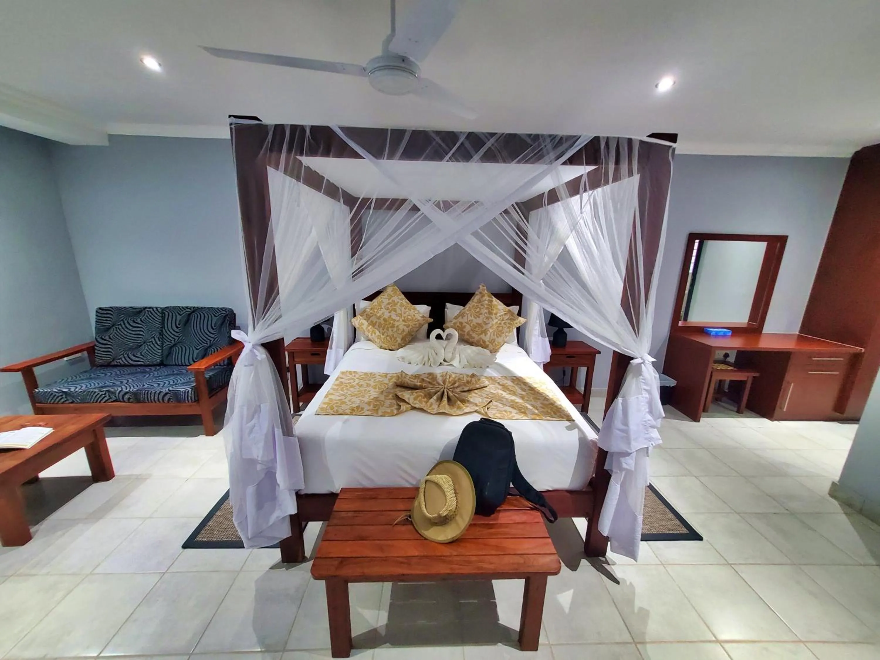 Bed in Tlou Safari Lodge