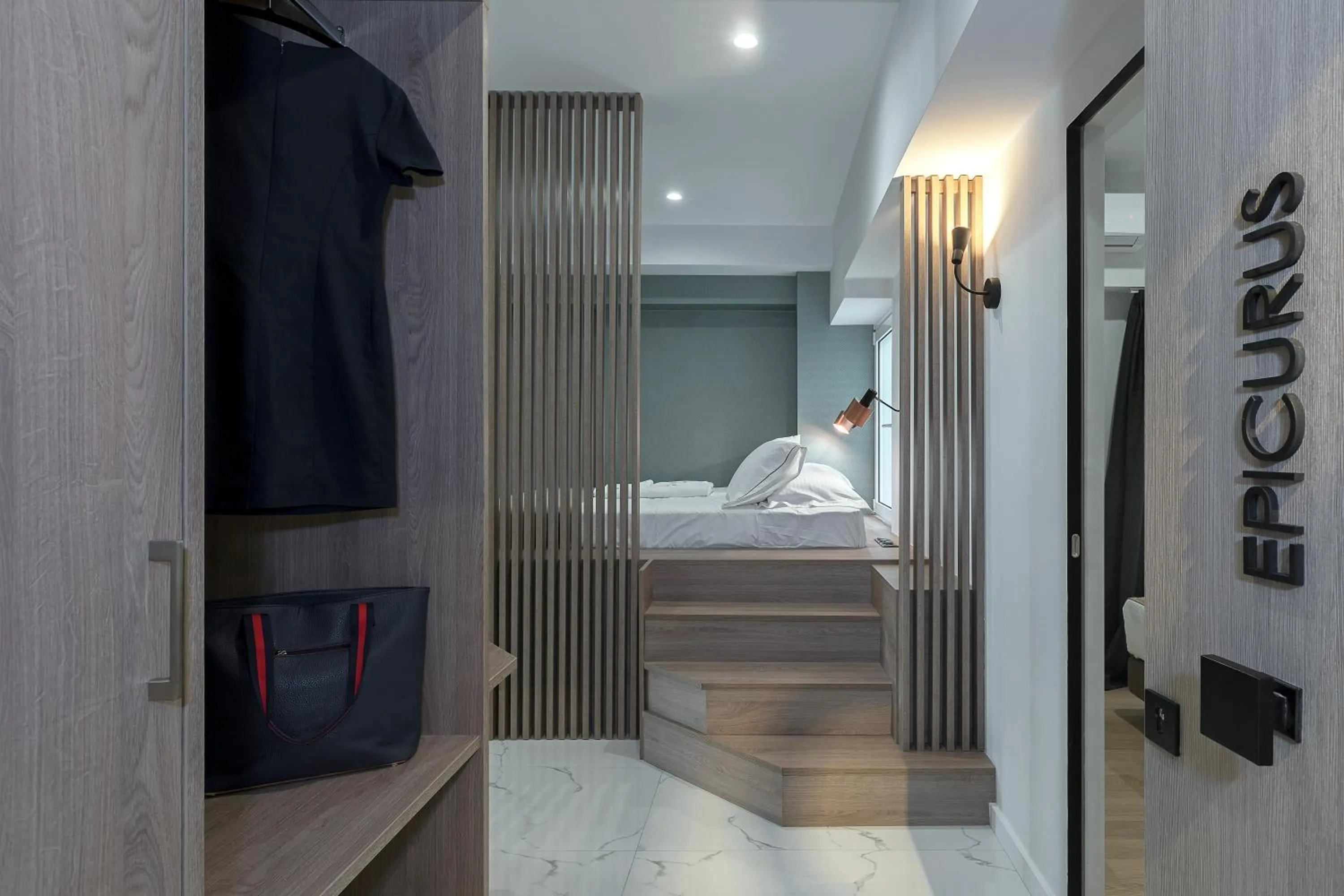 Bed in Philosofia Athens Suites