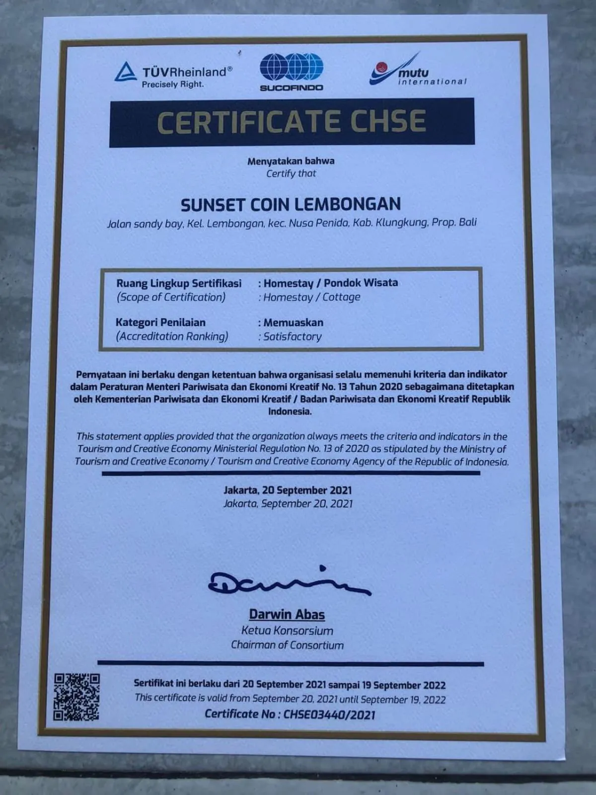 Logo/Certificate/Sign in Sunset Coin Lembongan