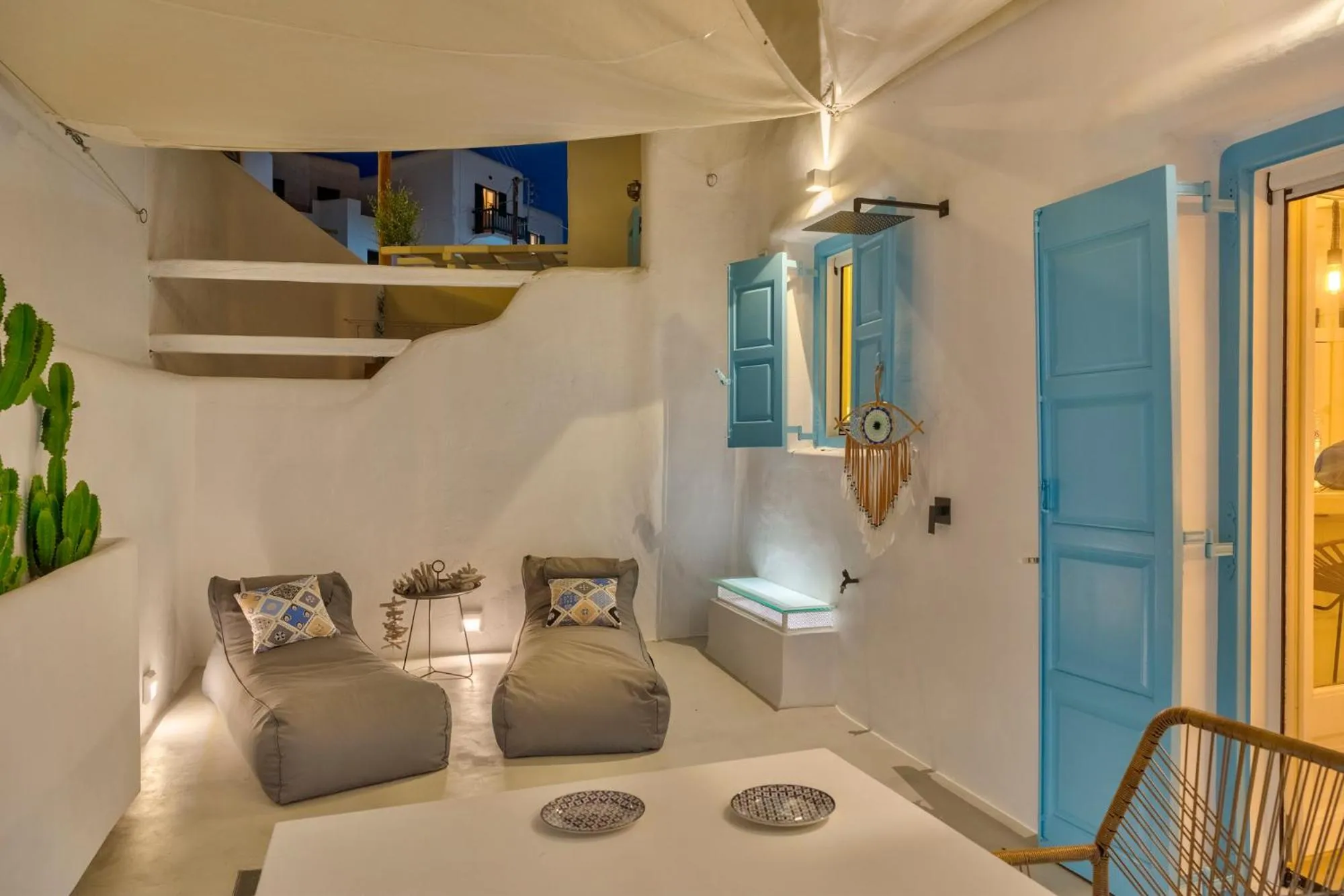 Balcony/Terrace, Bed in Mykonian Mews Luxury Suites