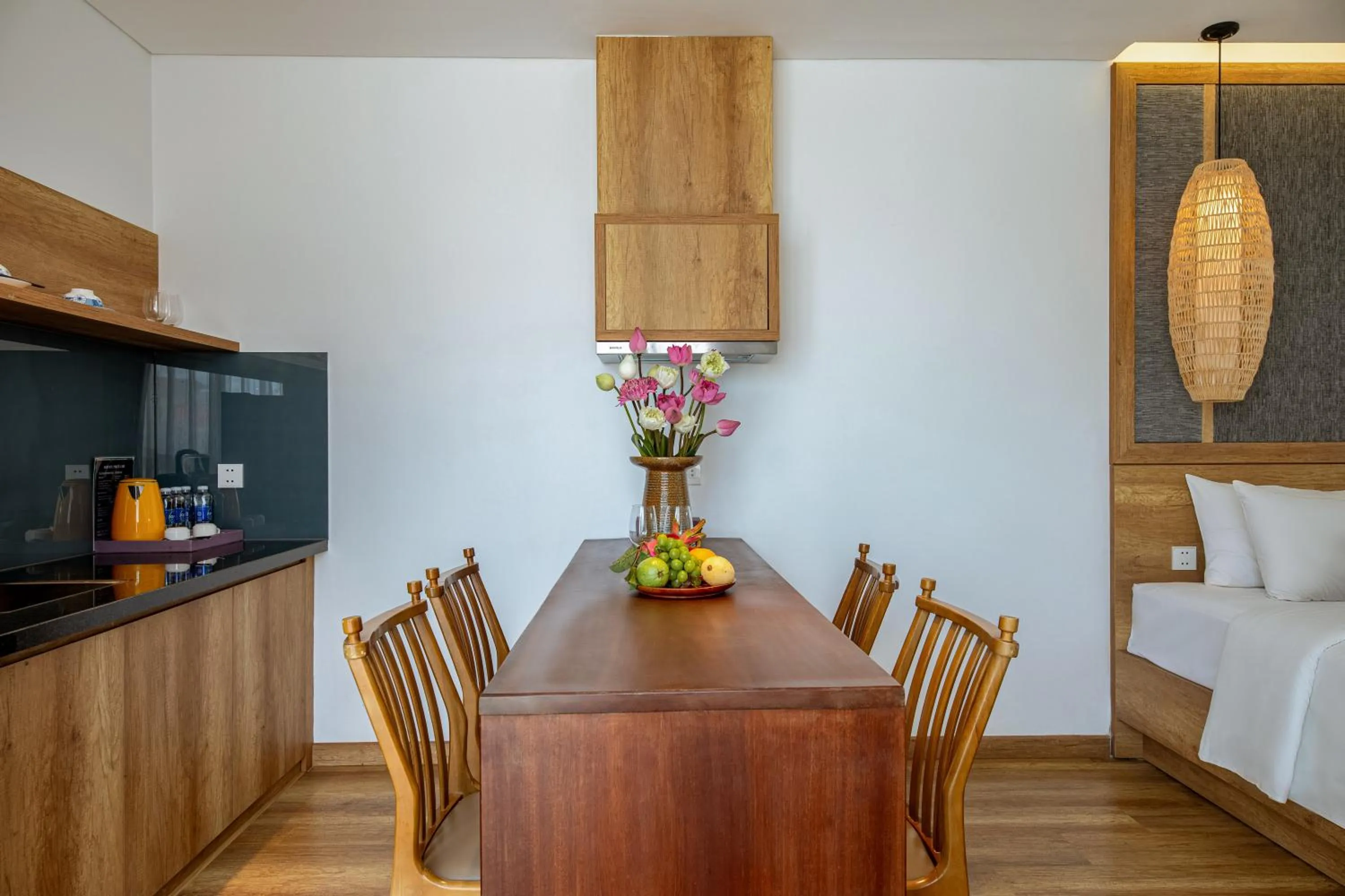 Kitchen or kitchenette, Bed in K House Apartment Danang Beach