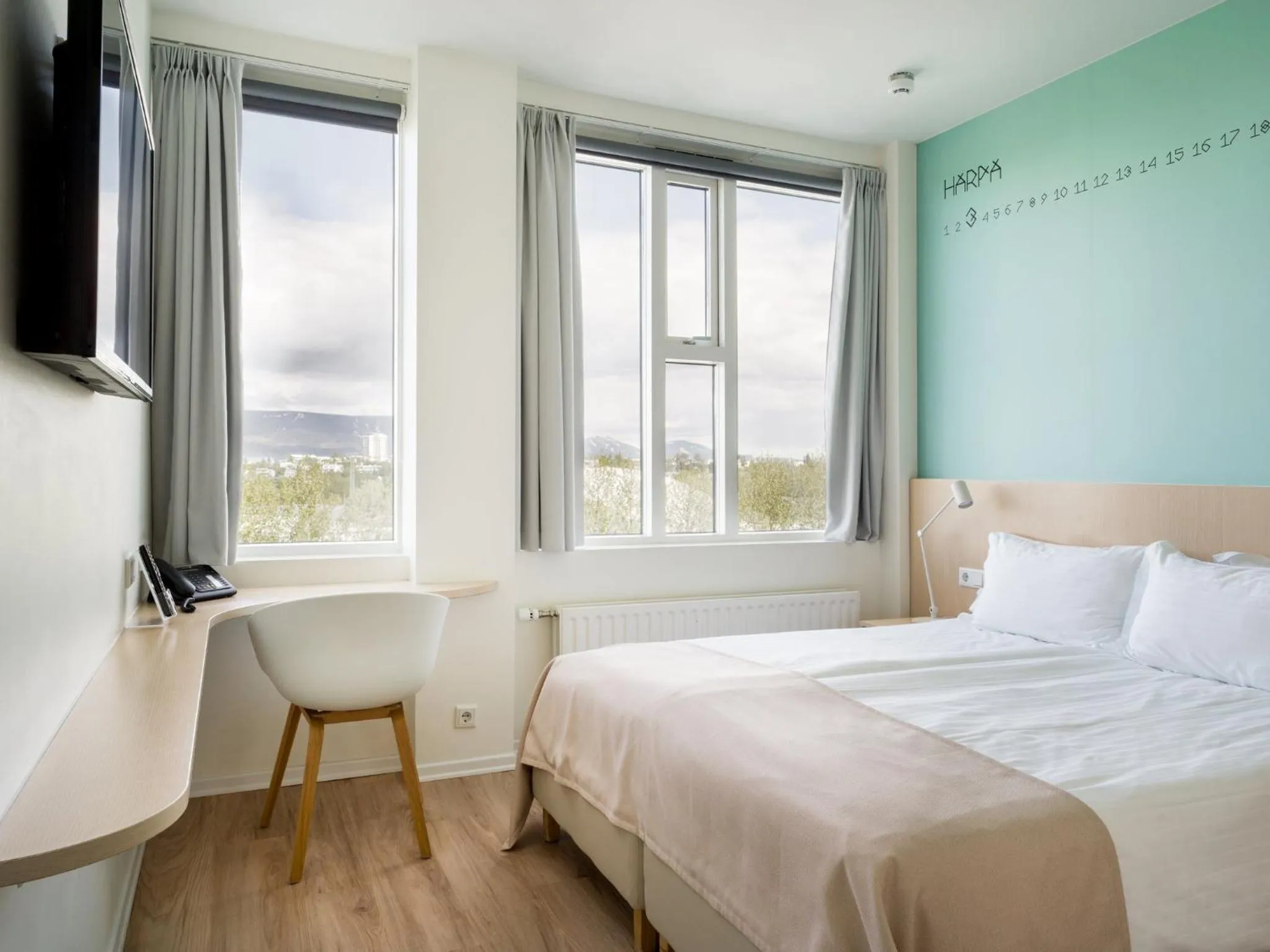 Bedroom, Bed in Reykjavik Lights Hotel by Keahotels