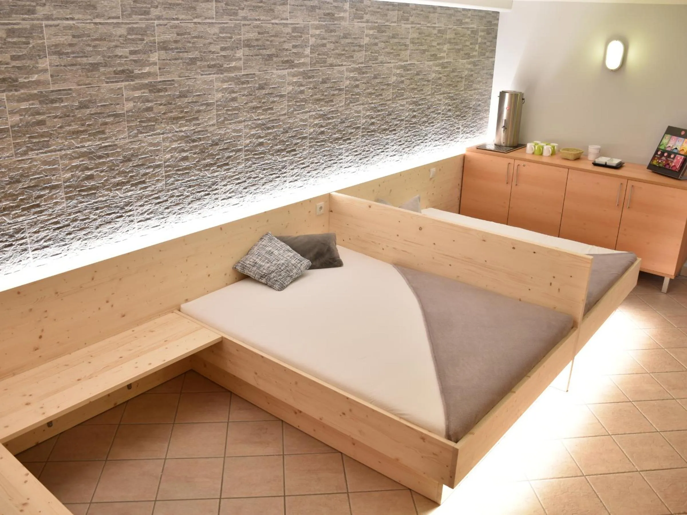 Sauna, Bed in Almhotel Bergerhof