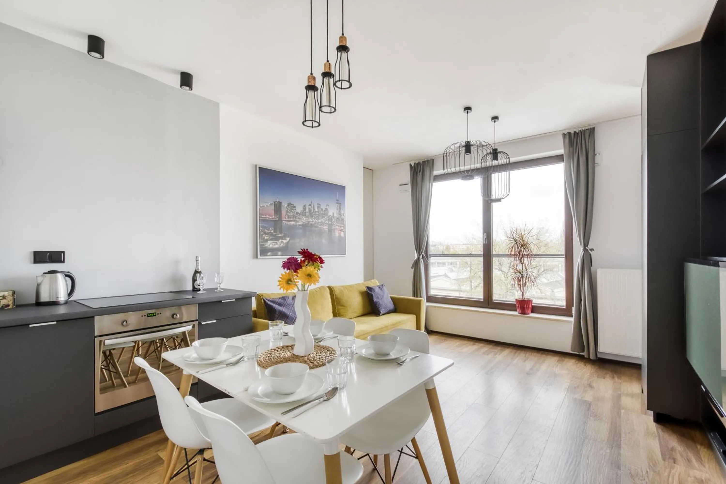 Living room in Warsaw Night Apartments Giełdowa