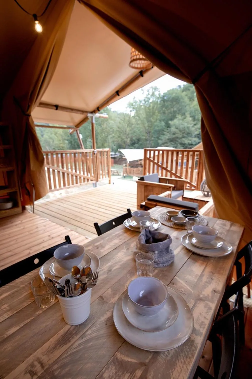 Balcony/Terrace in Glamping Can Bora Lodges