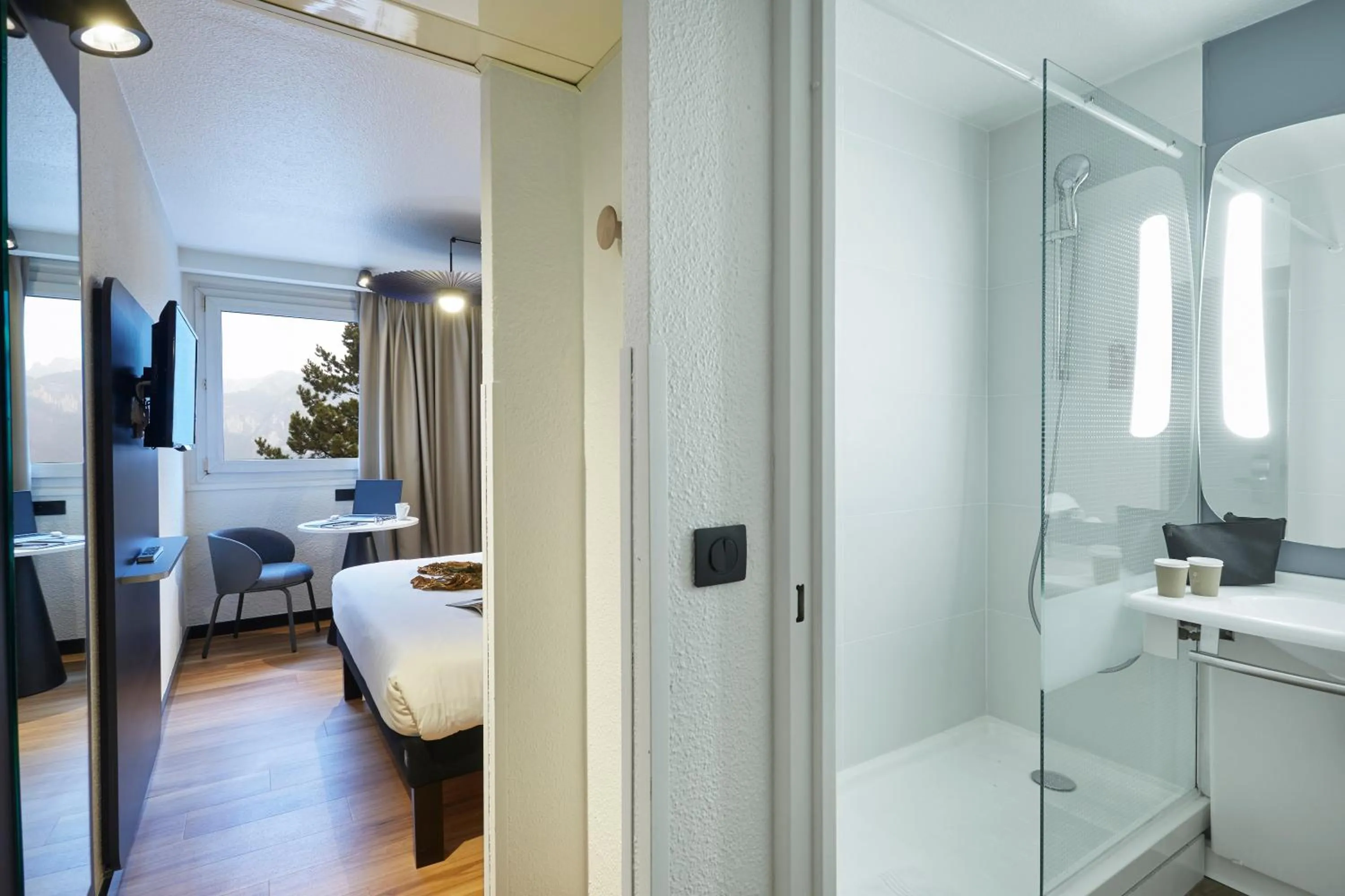 Shower, Bed in Ibis Sallanches Porte du MontBlanc