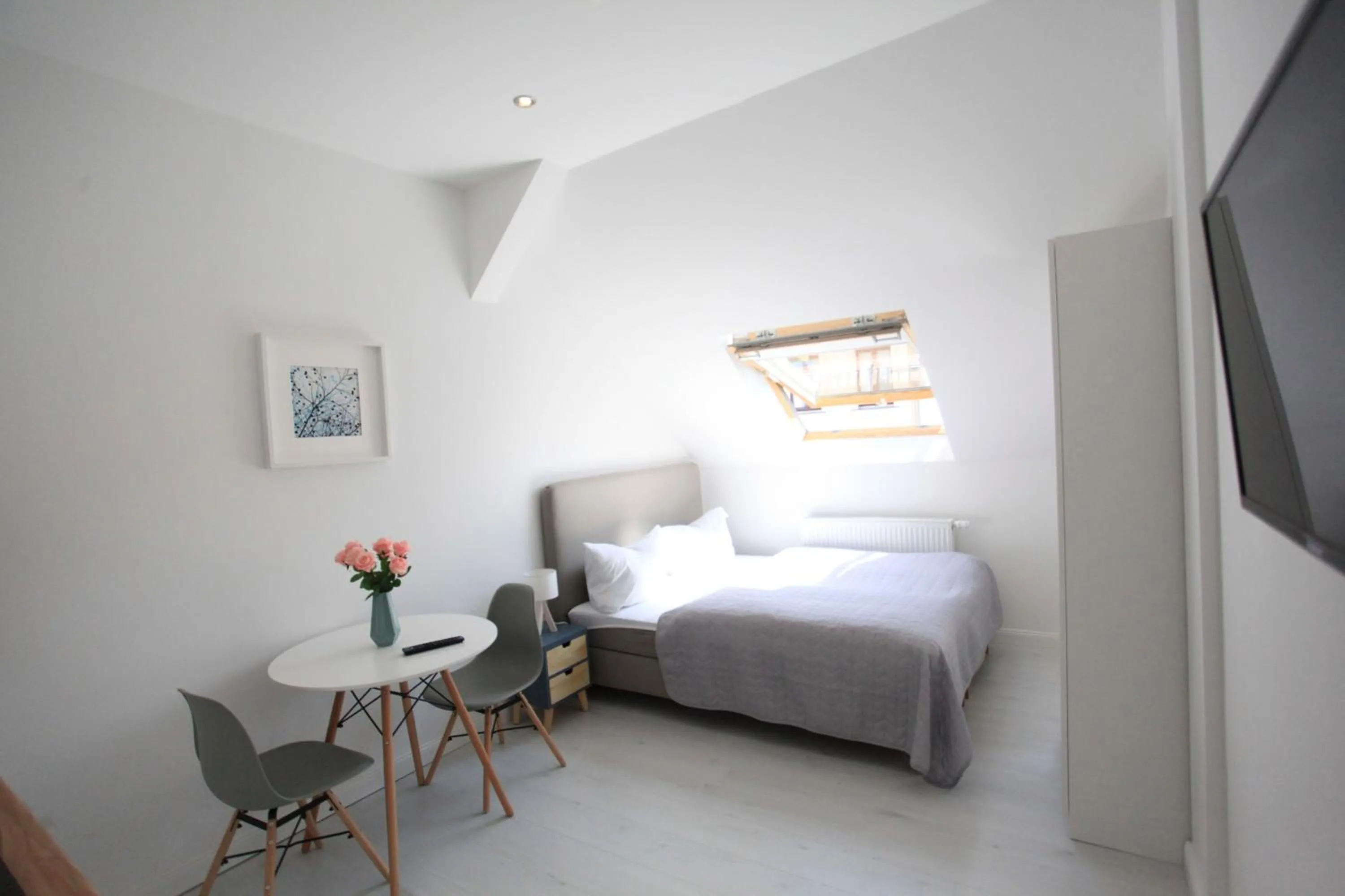 TV and multimedia, Bed in Zollikof Aparts - Sauna & Studioapartments