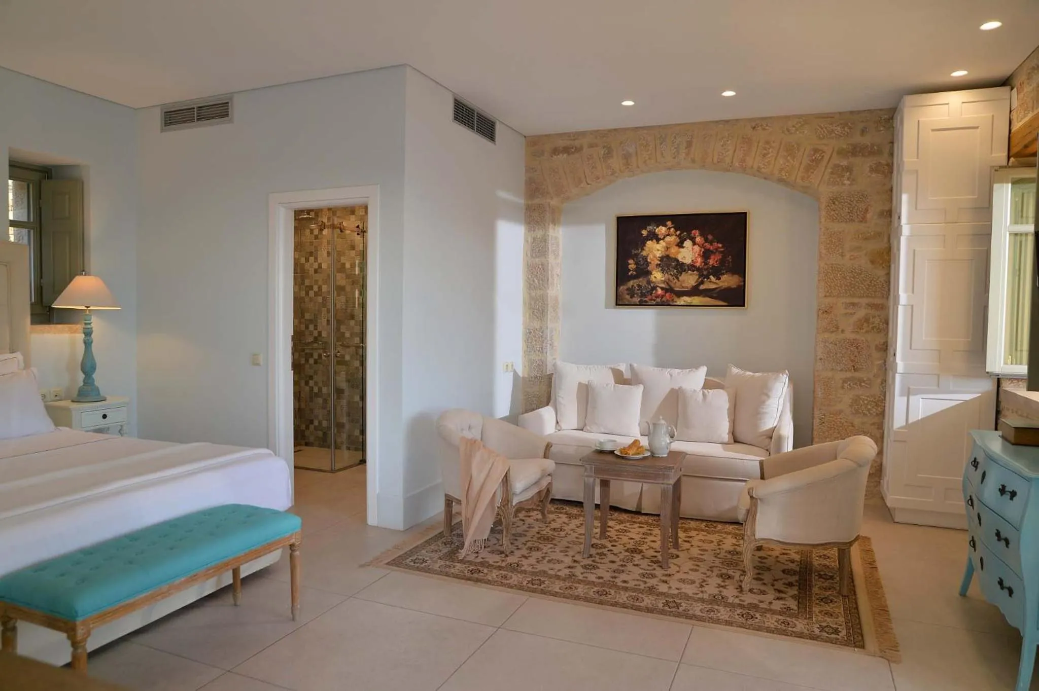 Living room, Bed in Akrolithi Boutique Hotel & Suites