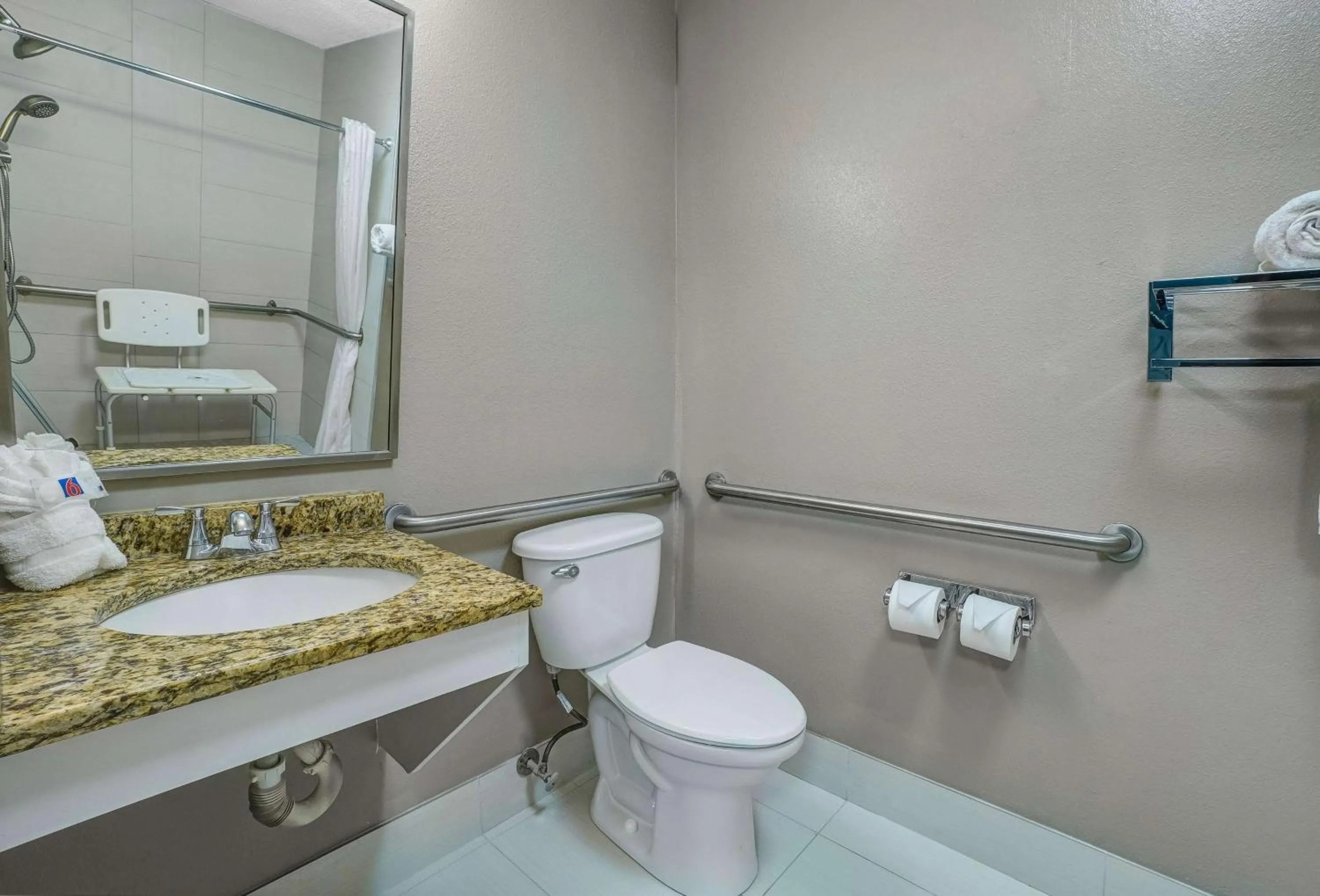 Bathroom in Studio 6 Duluth GA Near Gas South District