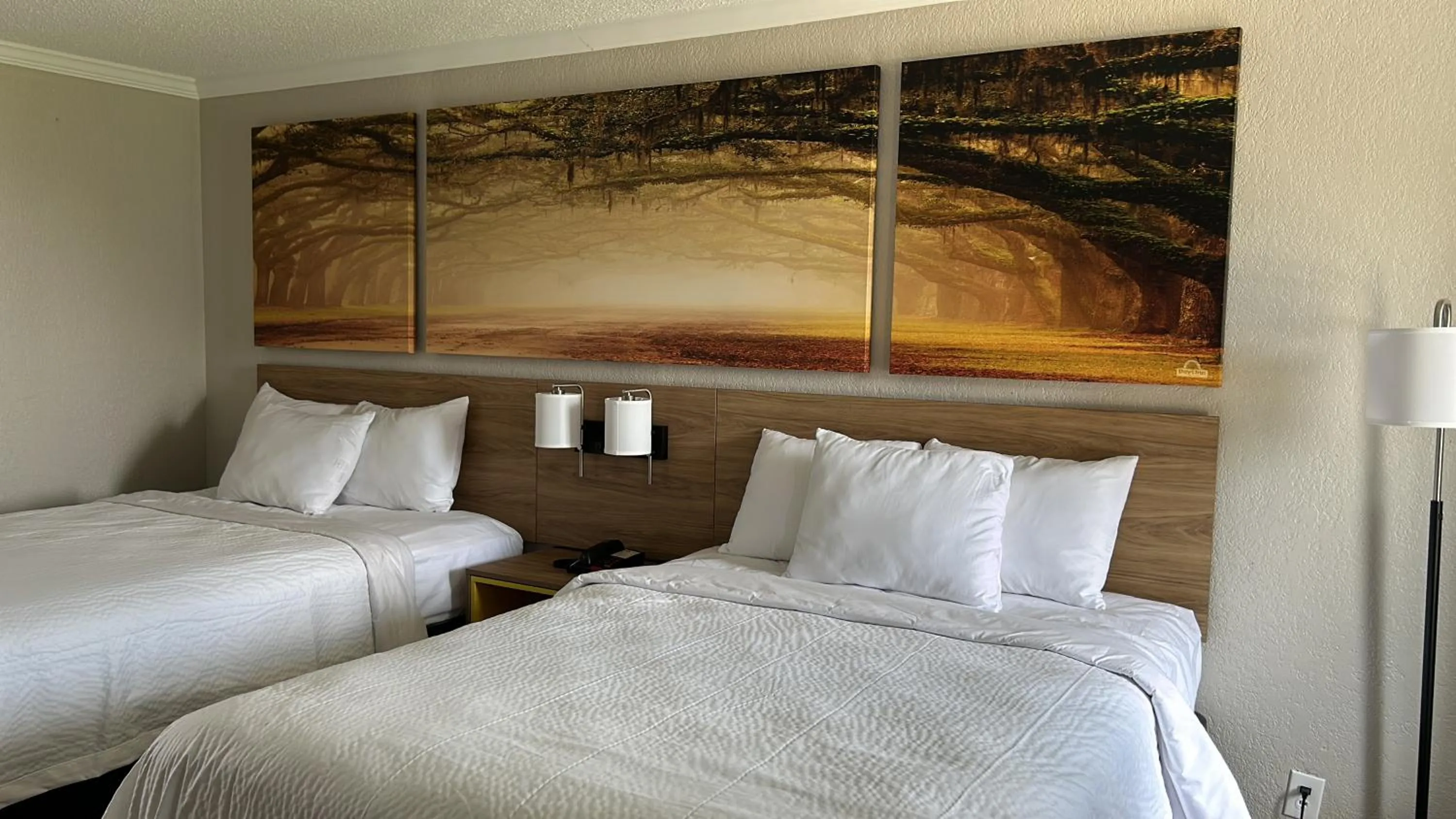 Bed in Days Inn by Wyndham Hinesville Near Fort Stewart, Newly Renovated, Free Hot Breakfast, Restaurant and Bar