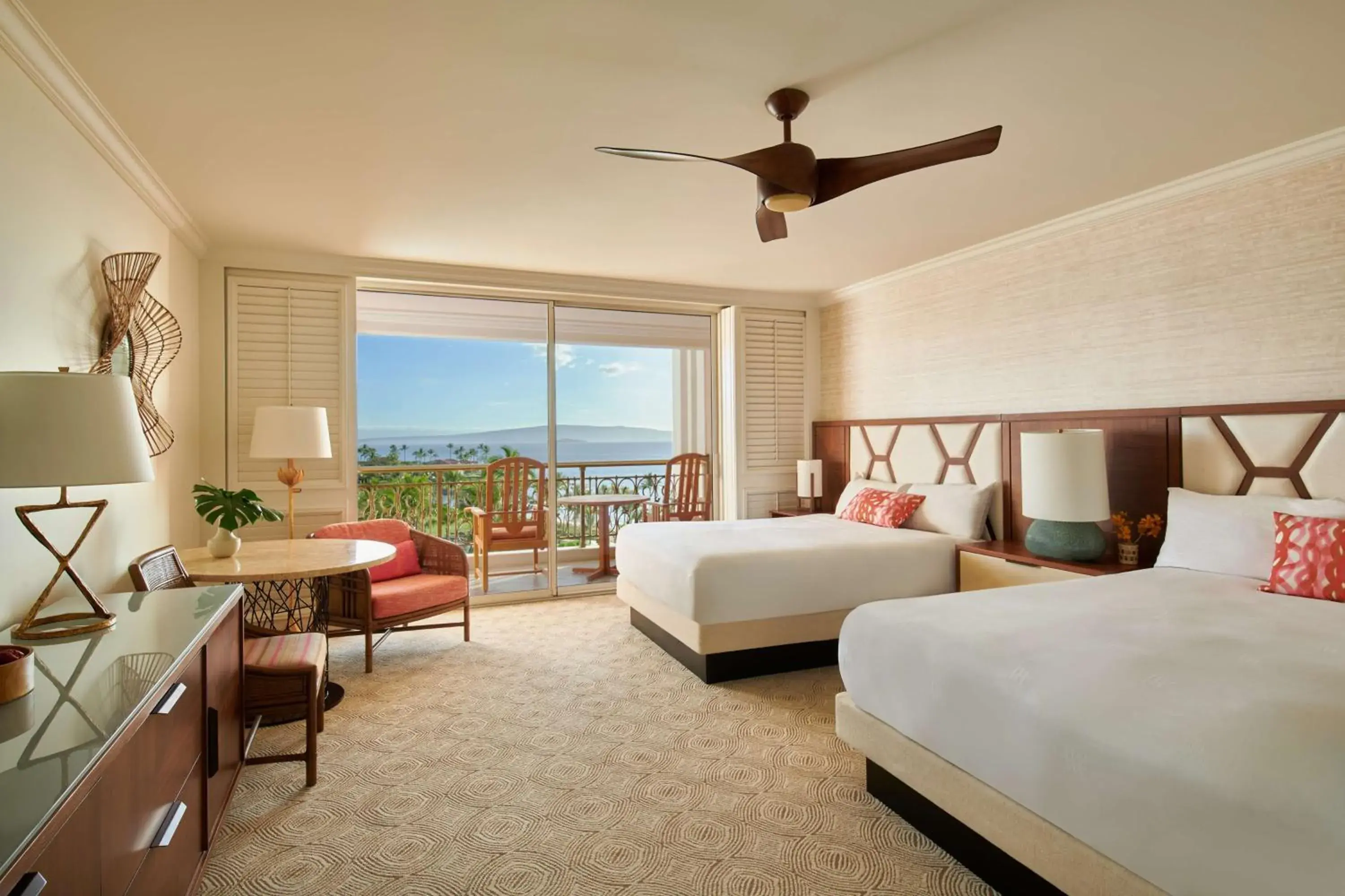 Napua Ocean Queen Room with Two Queen Beds and Mobility Accessible Shower in Grand Wailea Resort Hotel & Spa, A Waldorf Astoria Resort Napua Ocean Queen Room with Two Queen Beds and Mobility Accessible Shower in Grand Wailea Resort Hotel & Spa, A Waldorf Astoria Resort