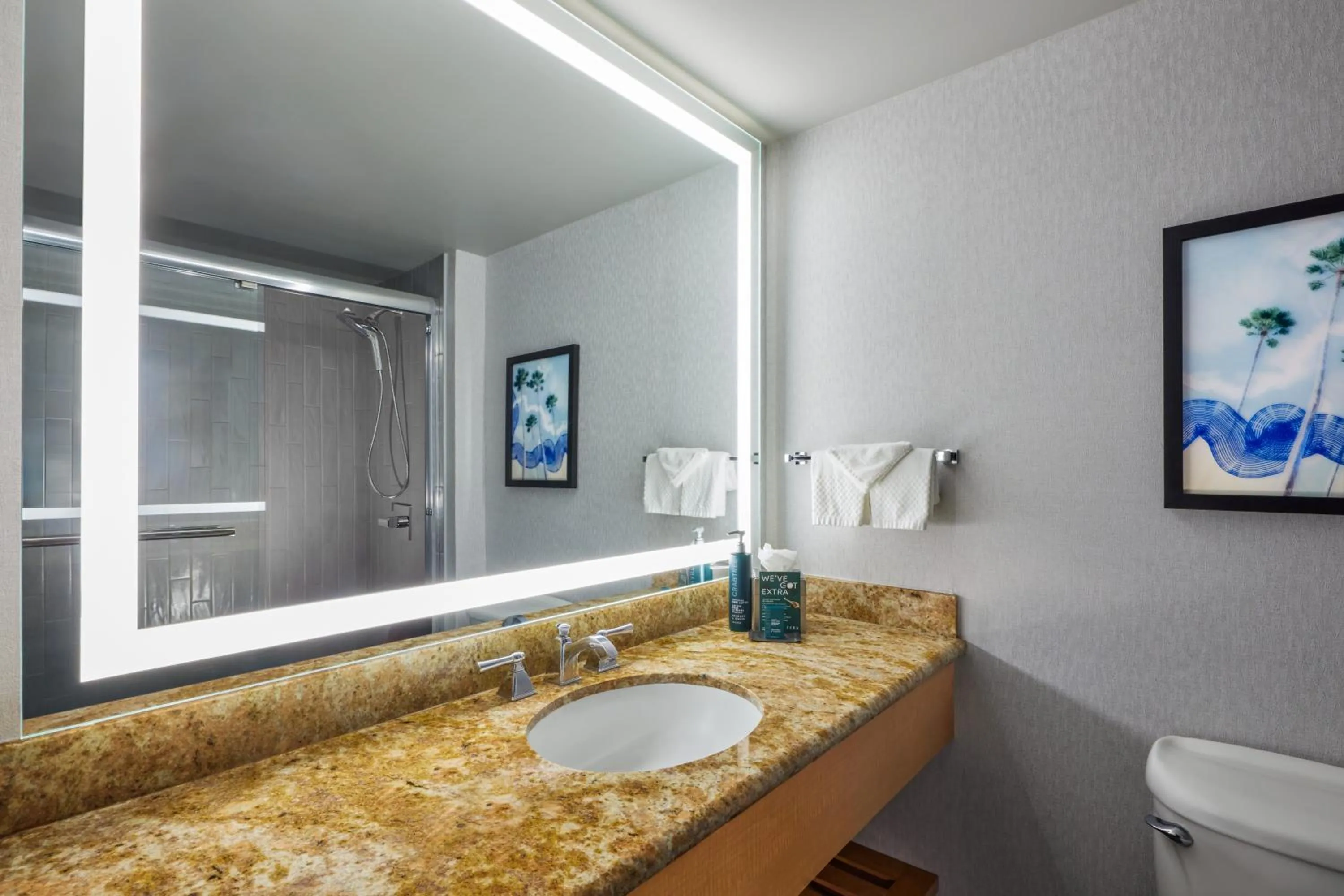 Bathroom in Hotel Fera Anaheim, a DoubleTree by Hilton Hotel