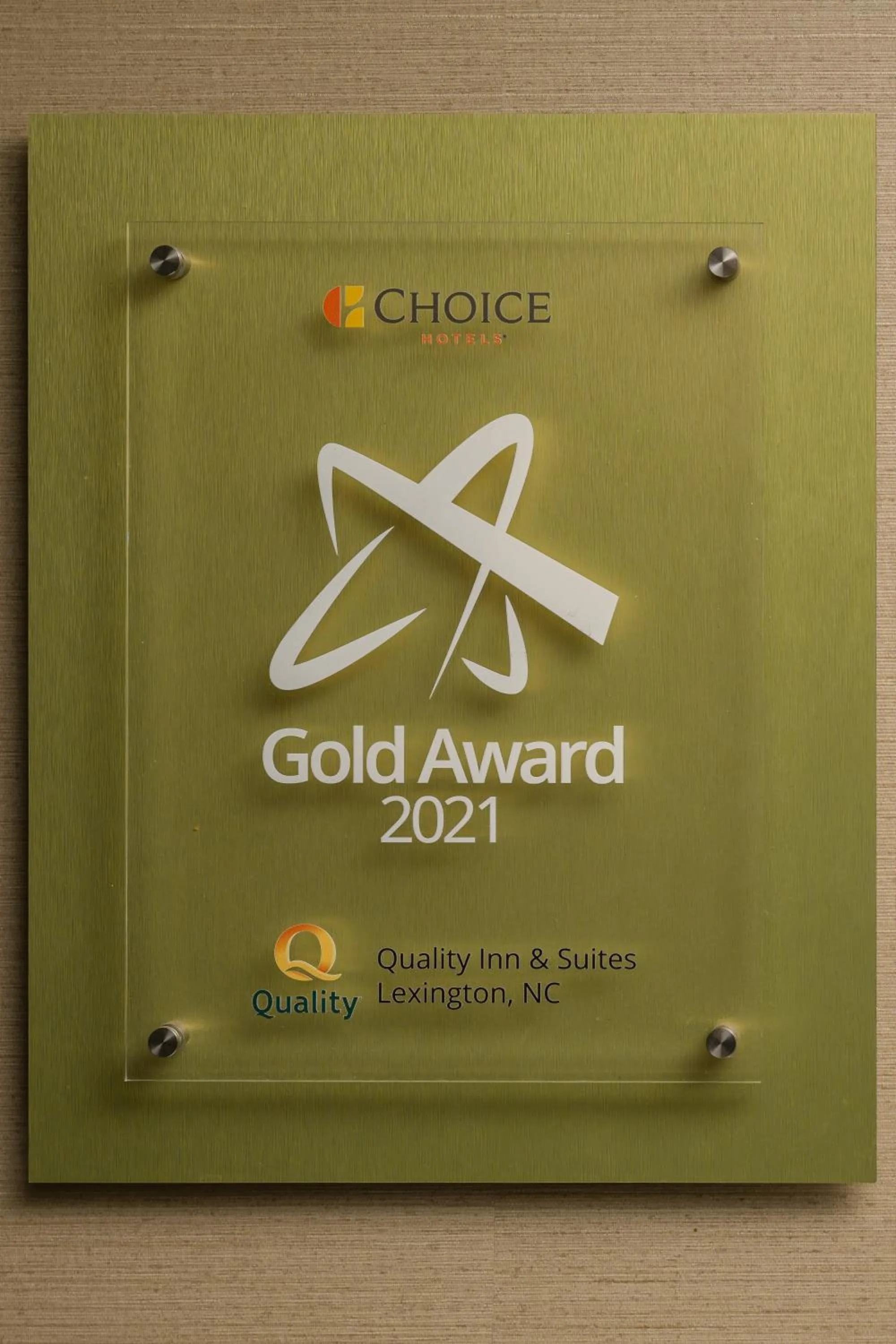 Certificate/Award in Quality Inn & Suites Lexington South