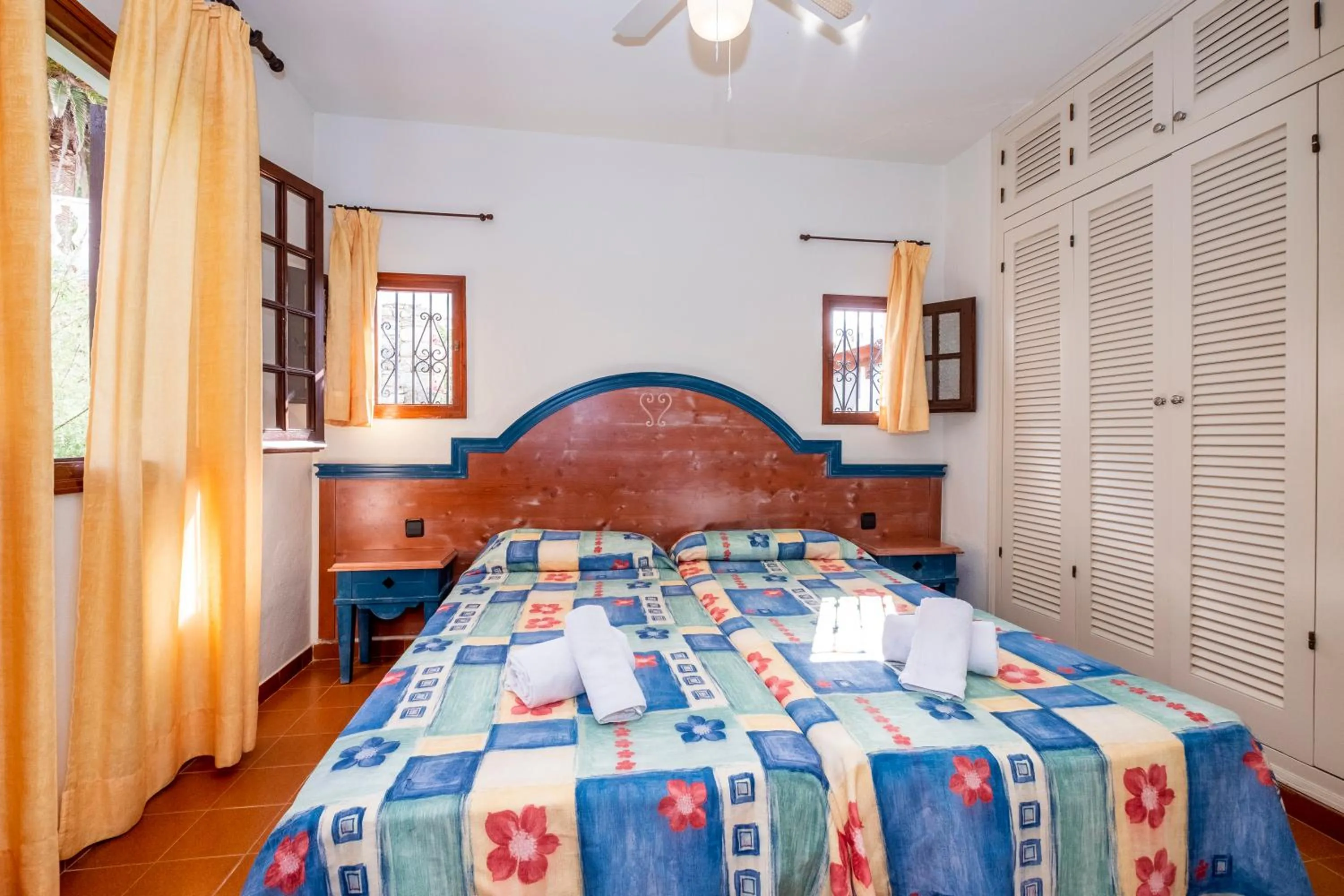 Bedroom, Bed in Apartamentos Son Bou Gardens By MENORCARENTALS