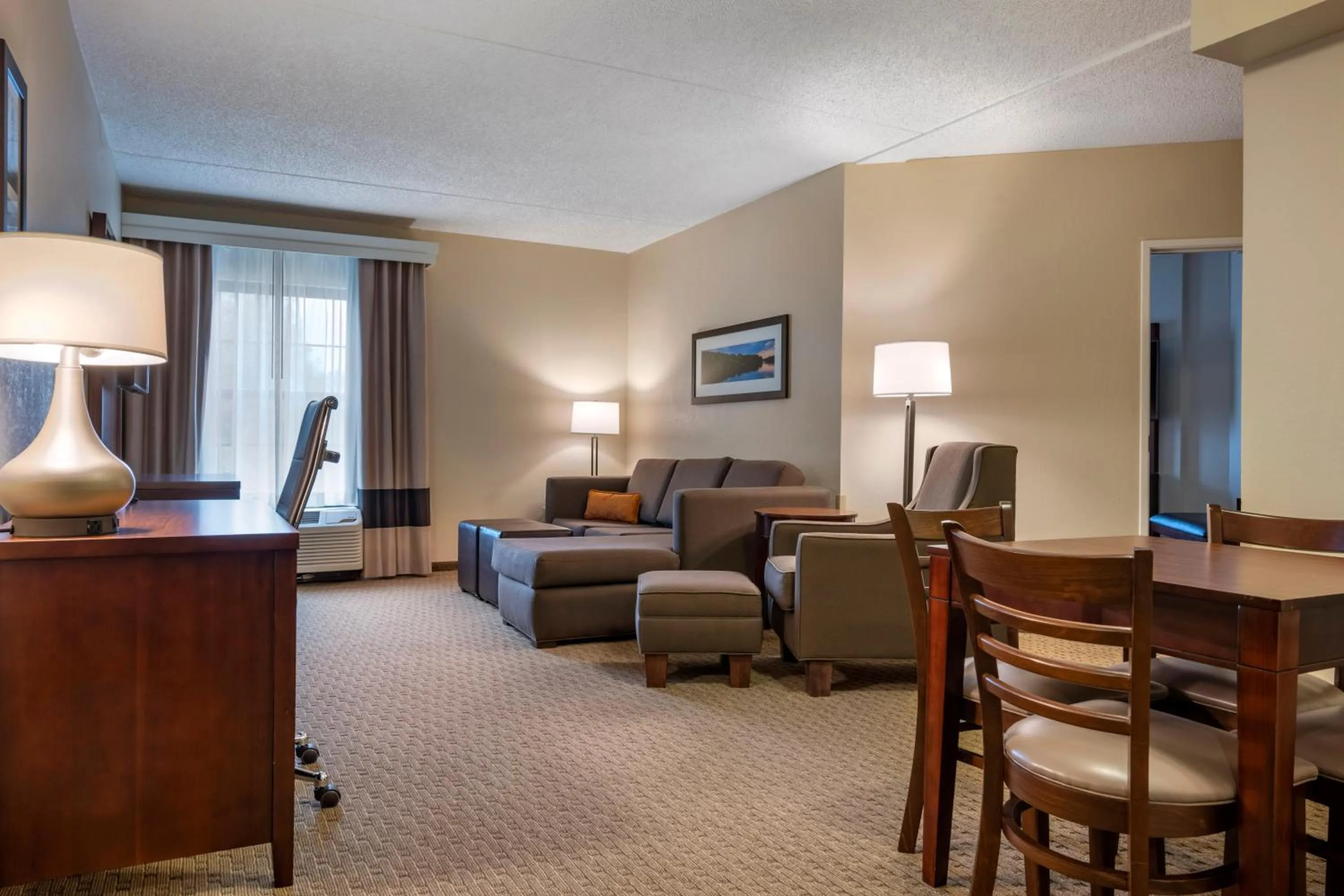 Living room in Comfort Suites State College near Penn State - Steps Away from PSU!