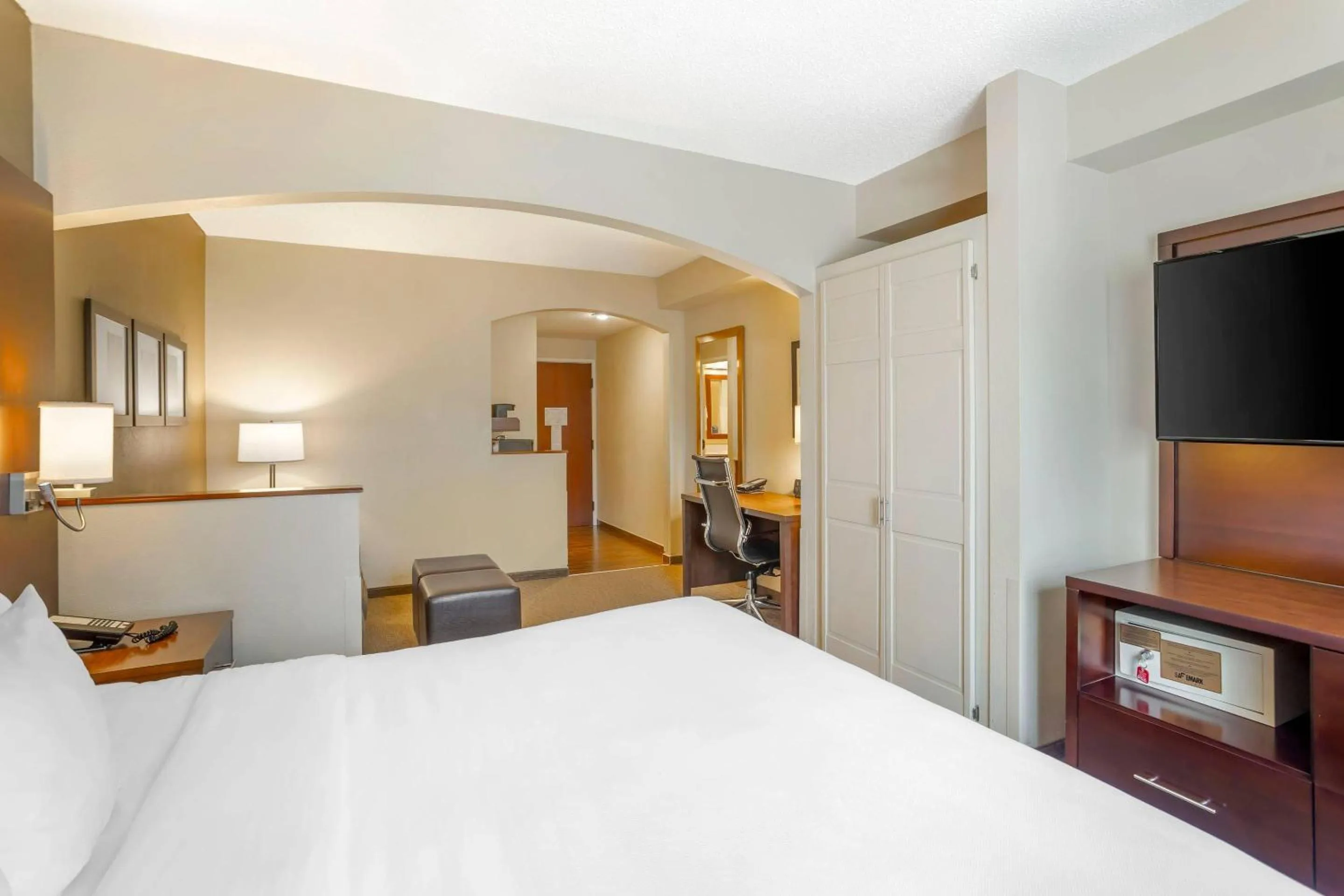 Bedroom, Bed in Comfort Suites State College near Penn State - Steps Away from PSU!