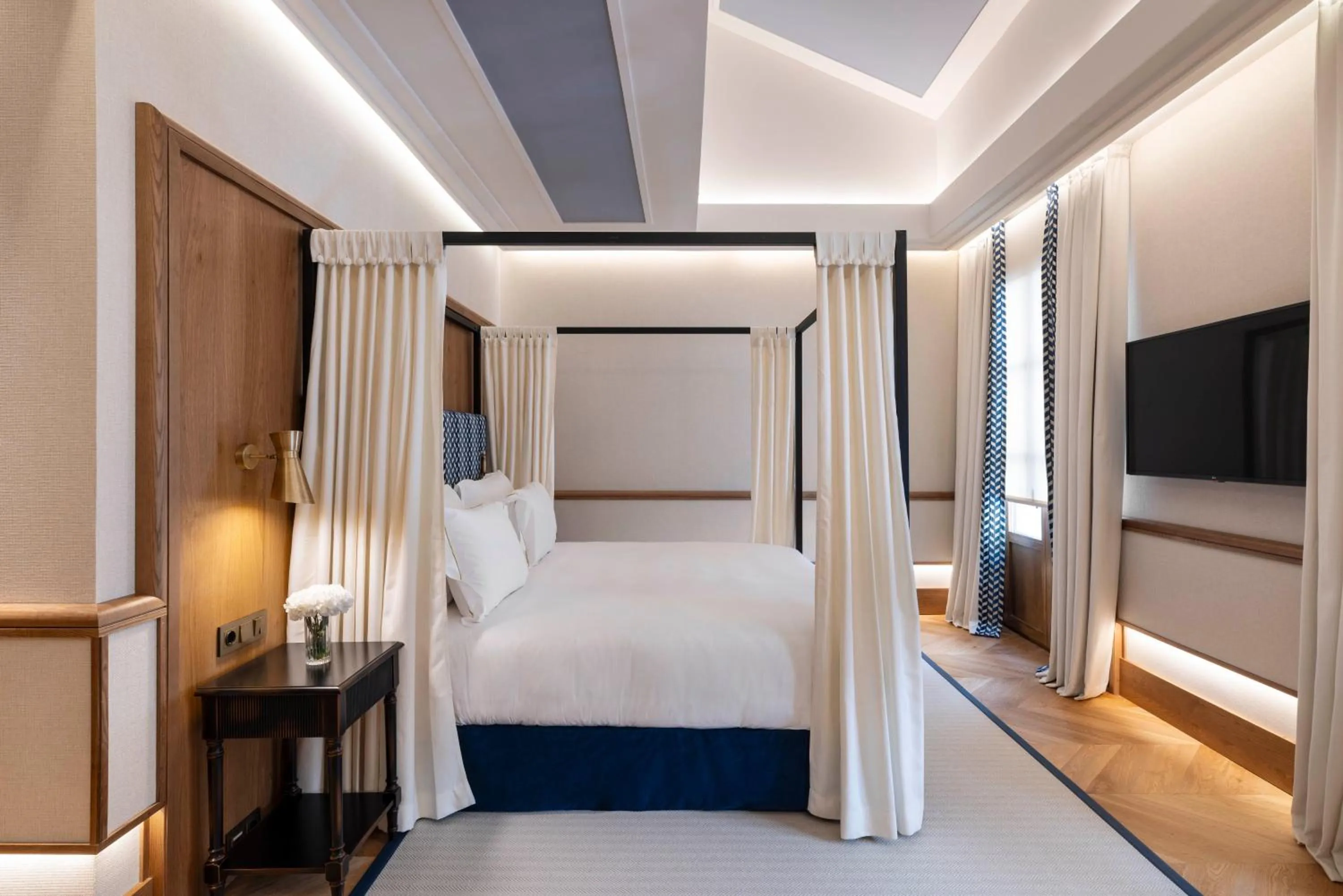 Bed in Palacio Solecio, a Small Luxury Hotel of the World